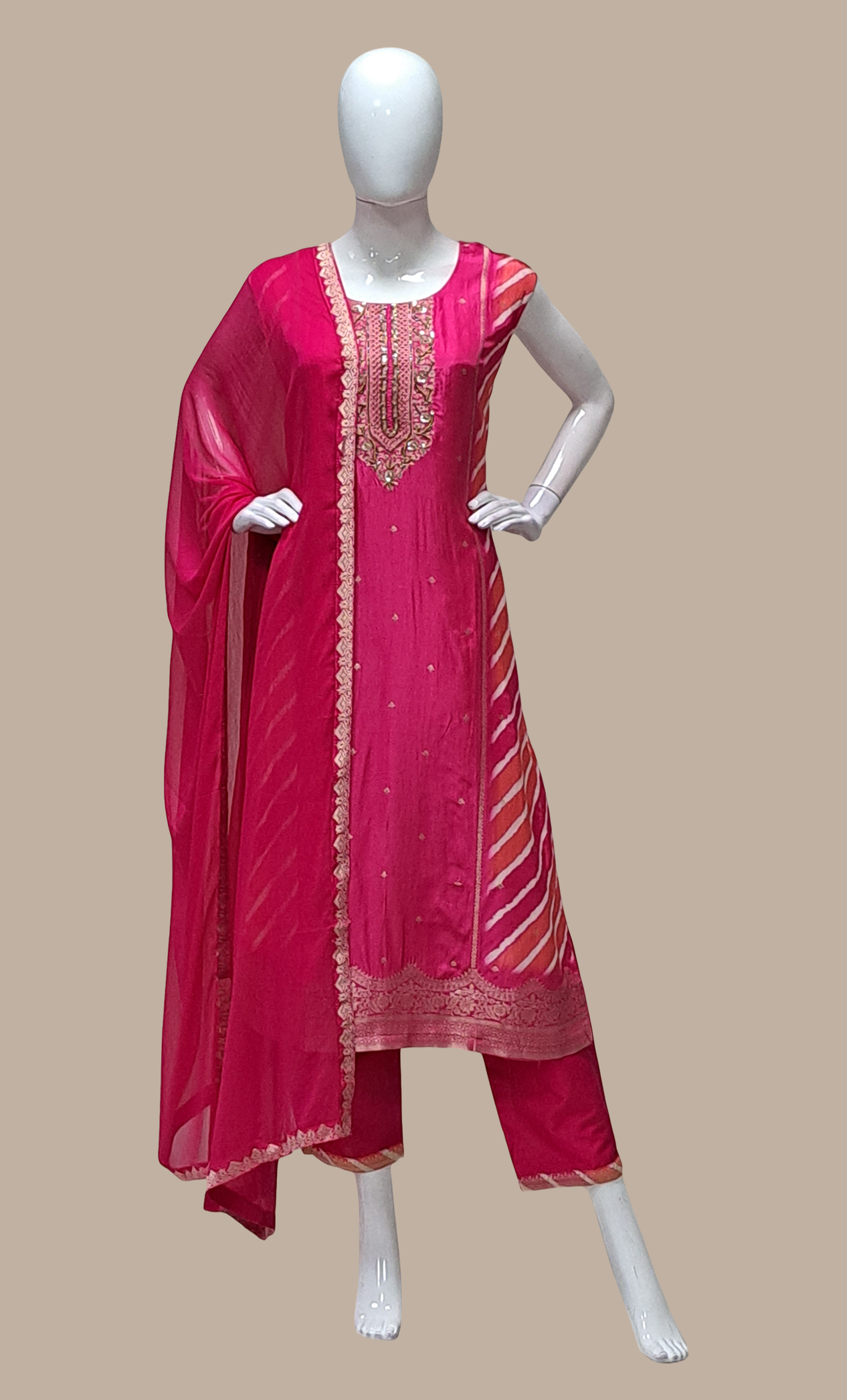 Deep Cerise Embroidered Punjabi