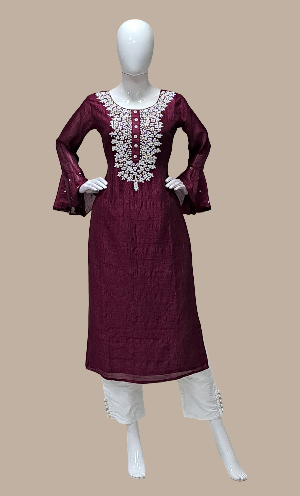 Deep Plum Embroidered Punjabi