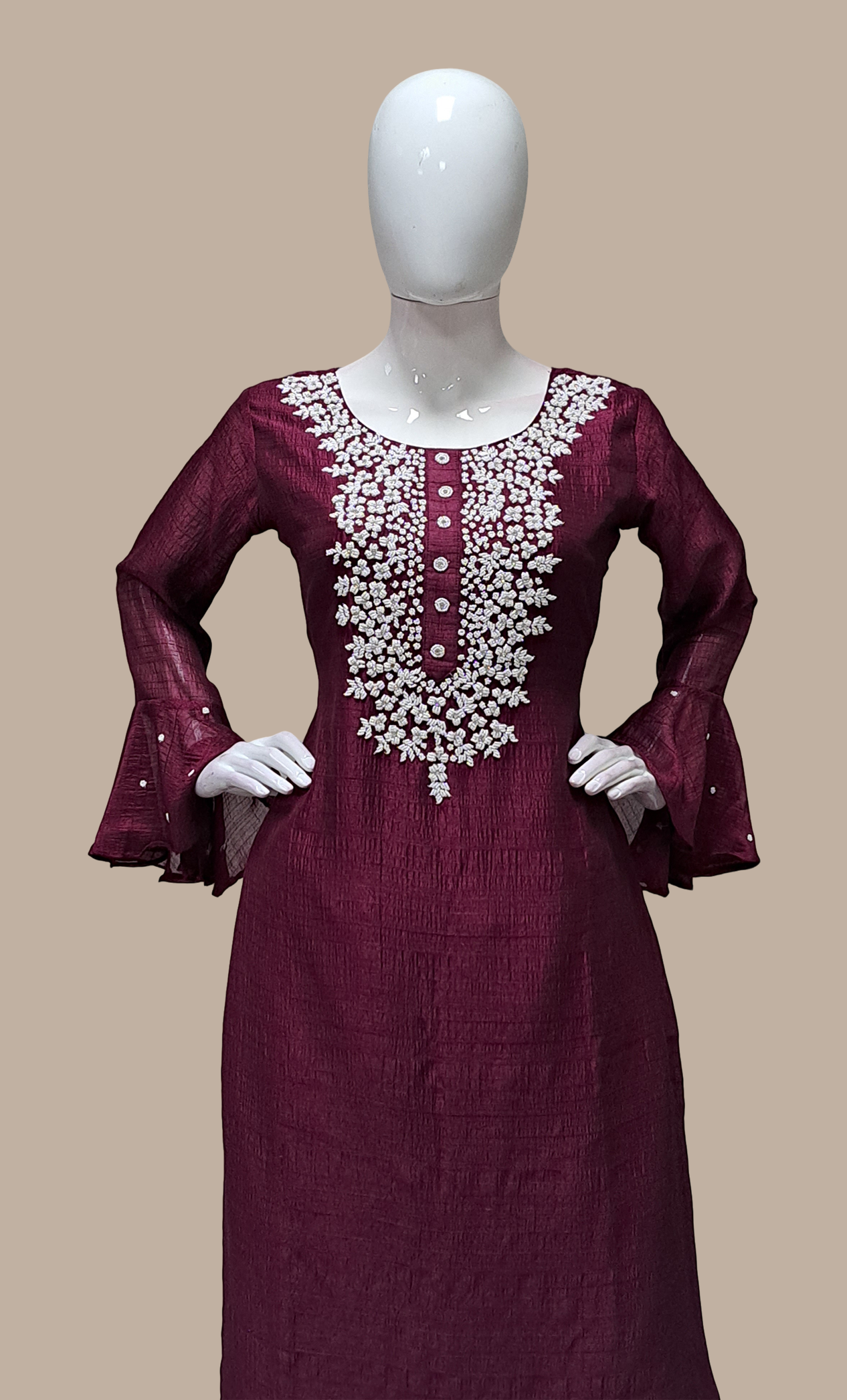 Deep Plum Embroidered Punjabi