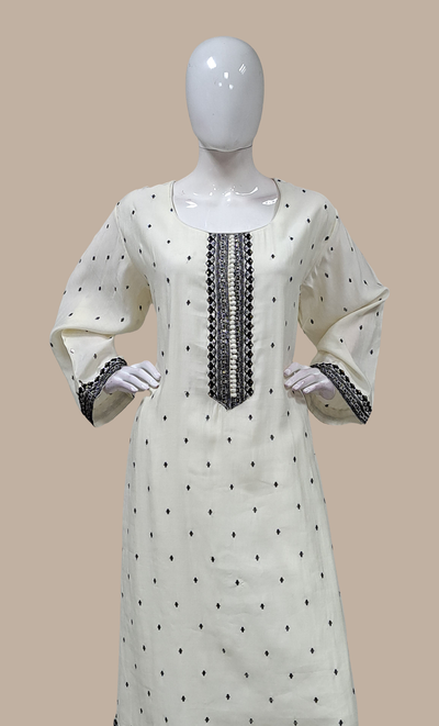 Deep Cream Embroidered Punjabi