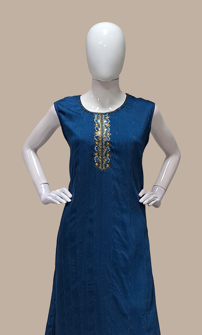 Deep Teal Embroidered Punjabi