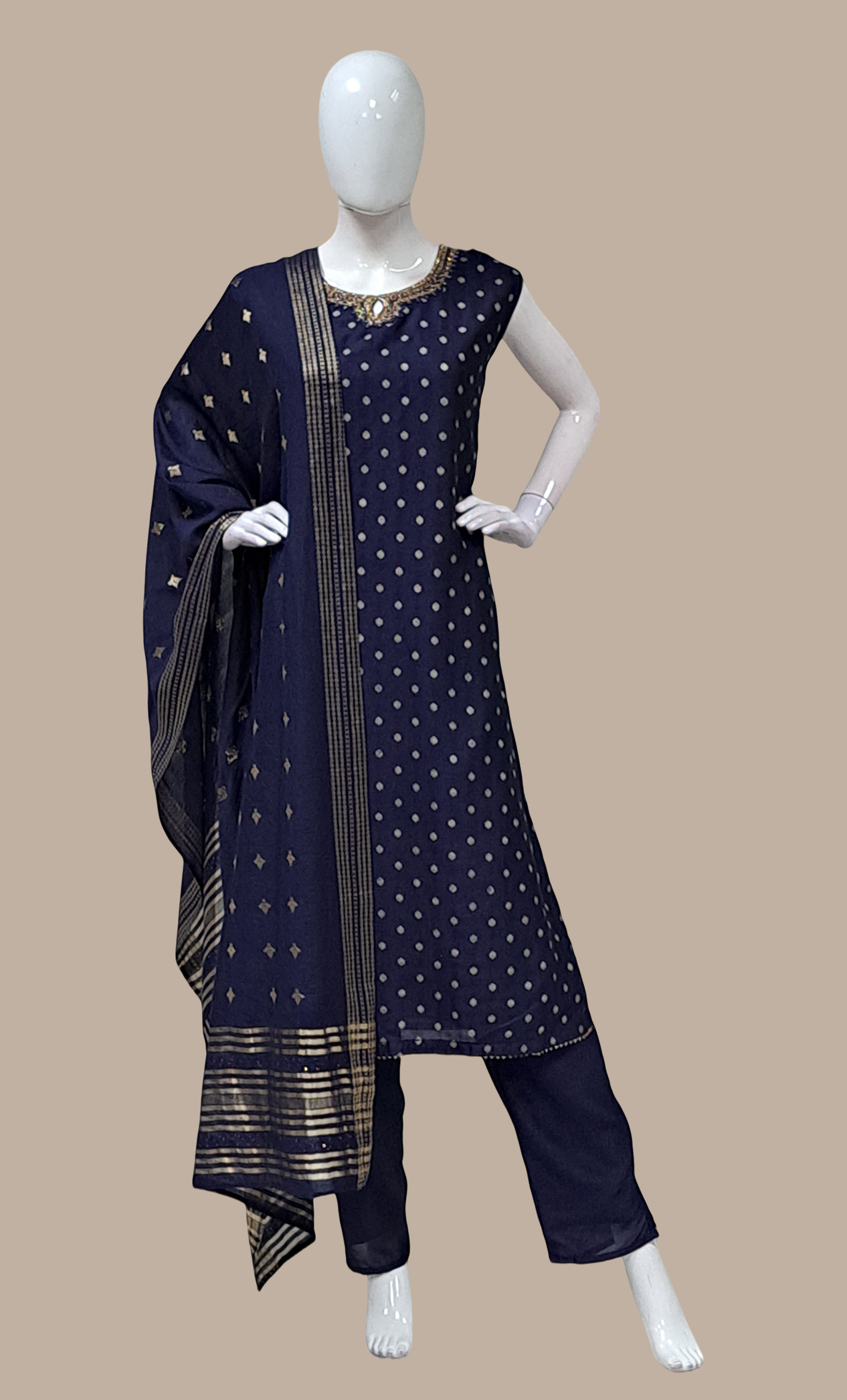 Navy Embroidered Punjabi