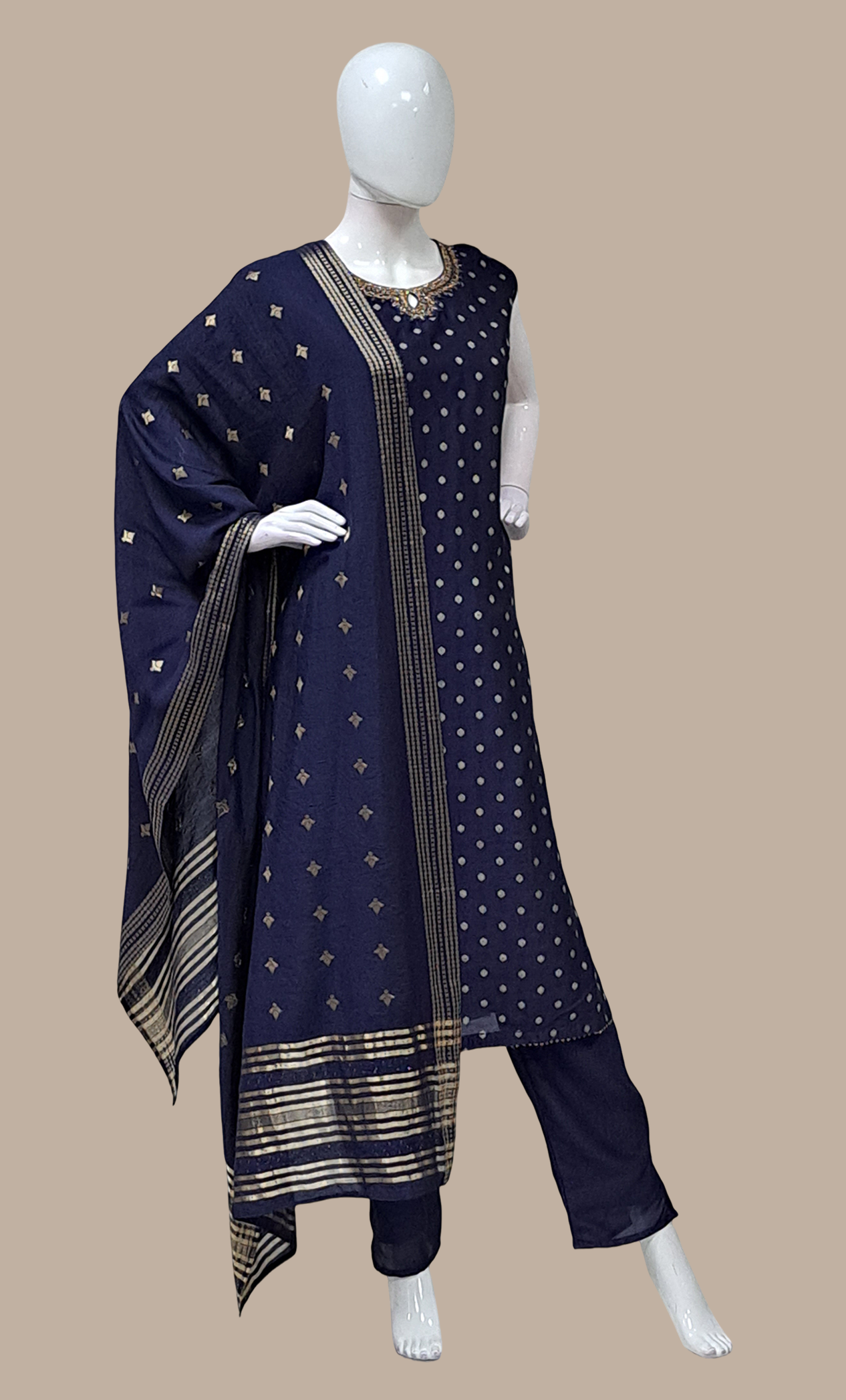 Navy Embroidered Punjabi