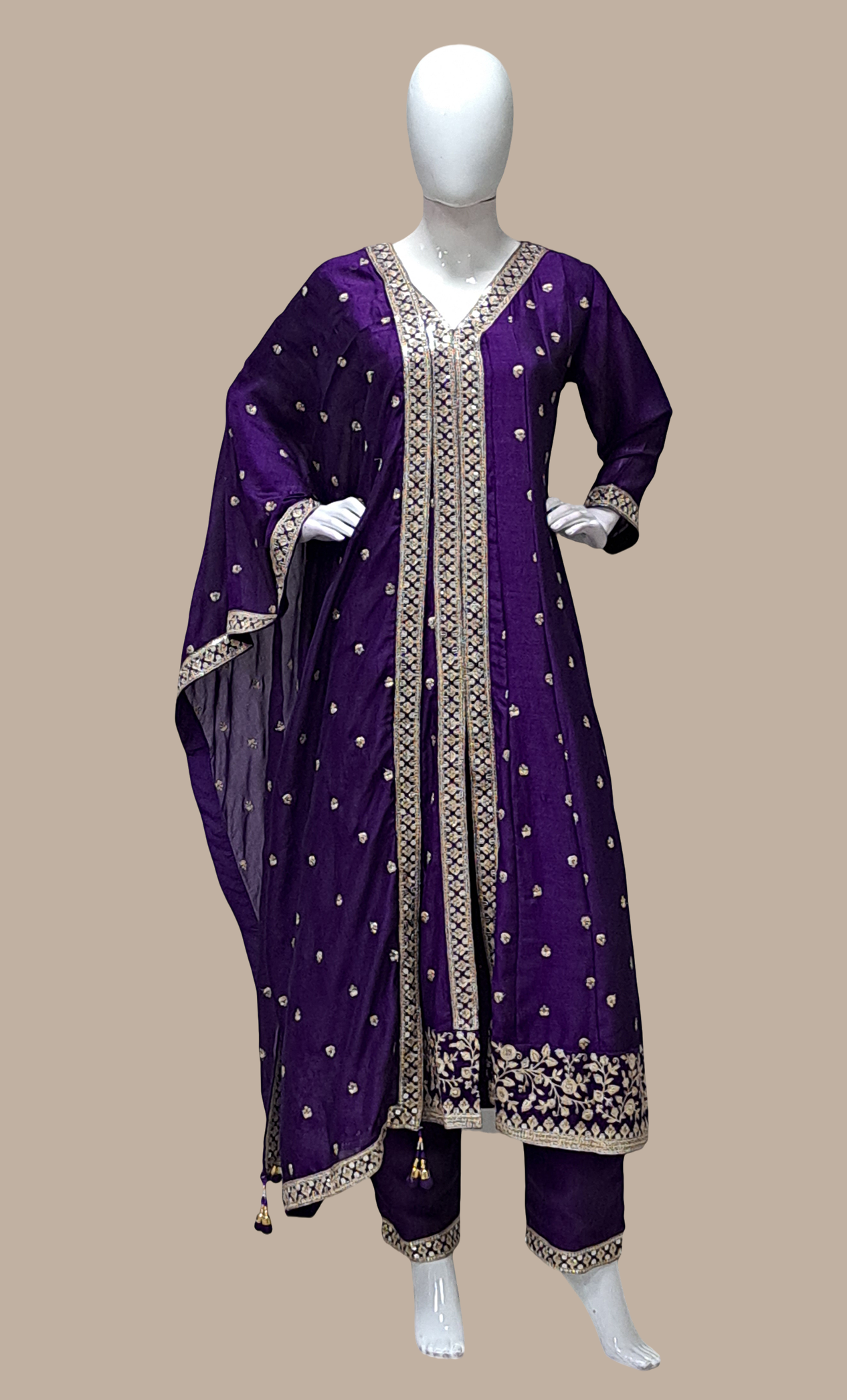 Deep Purple Embroidered Punjabi