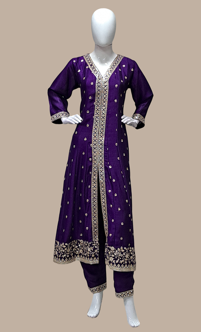 Deep Purple Embroidered Punjabi