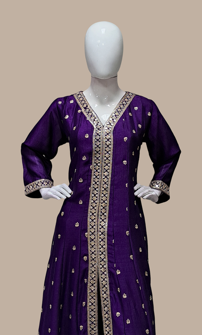 Deep Purple Embroidered Punjabi