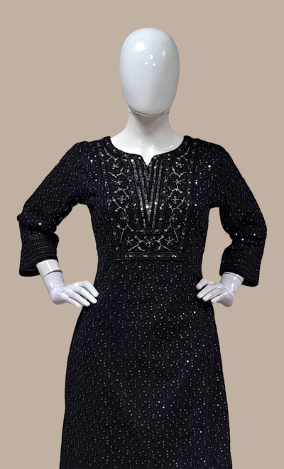 Black Embroidered Palazzo Set