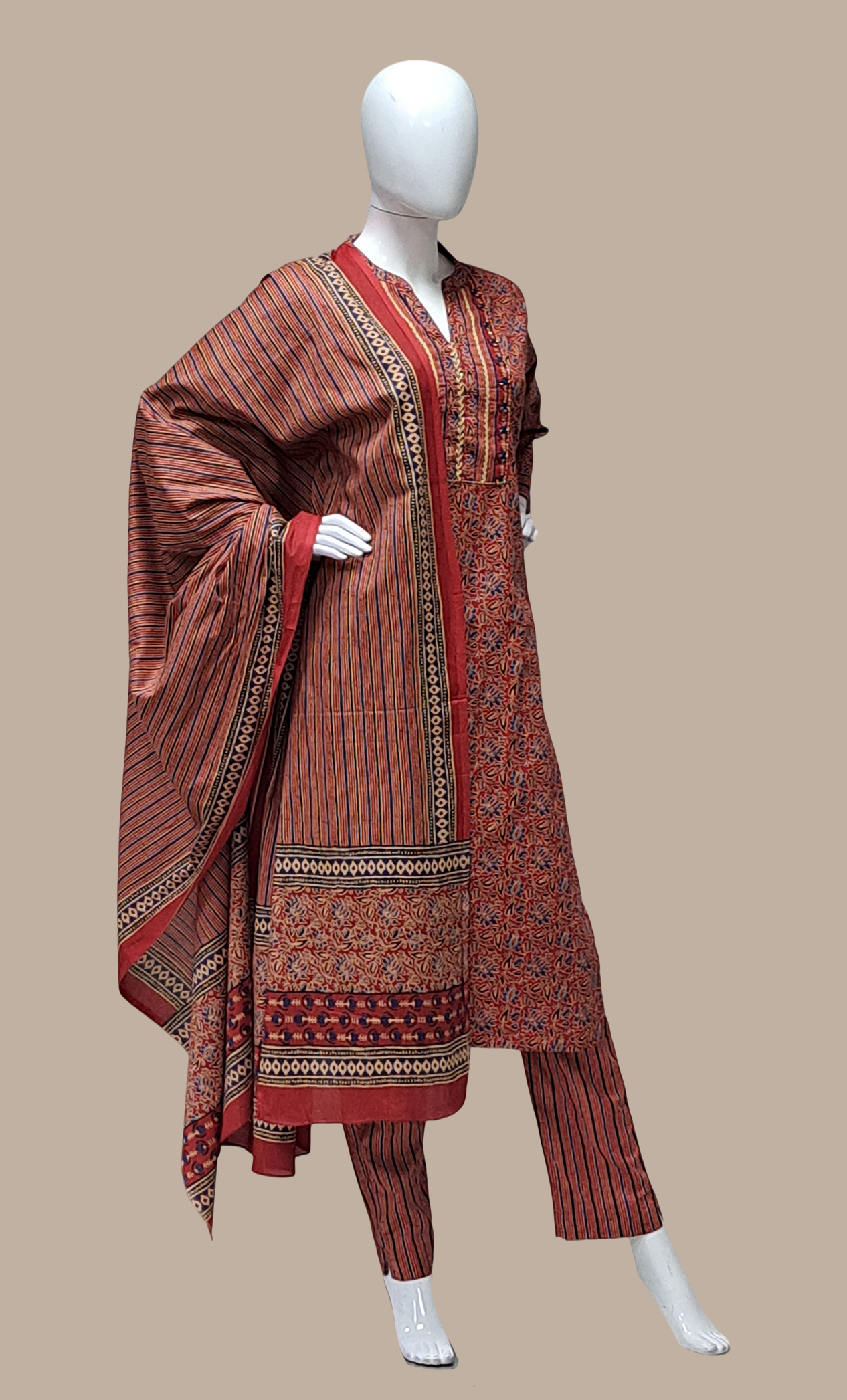 Maroon Printed Punjabi