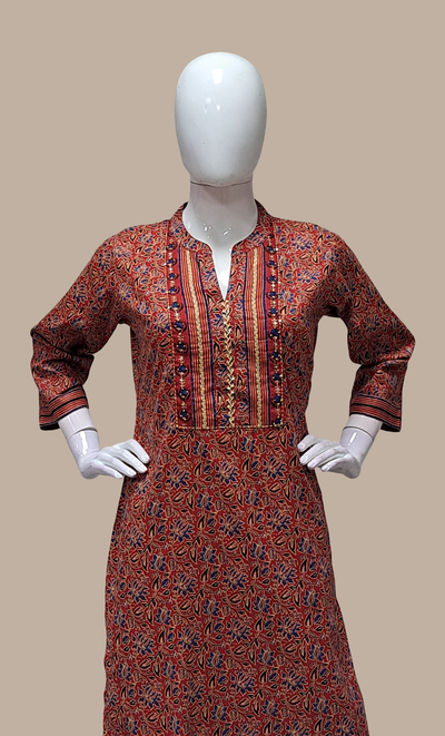 Maroon Printed Punjabi