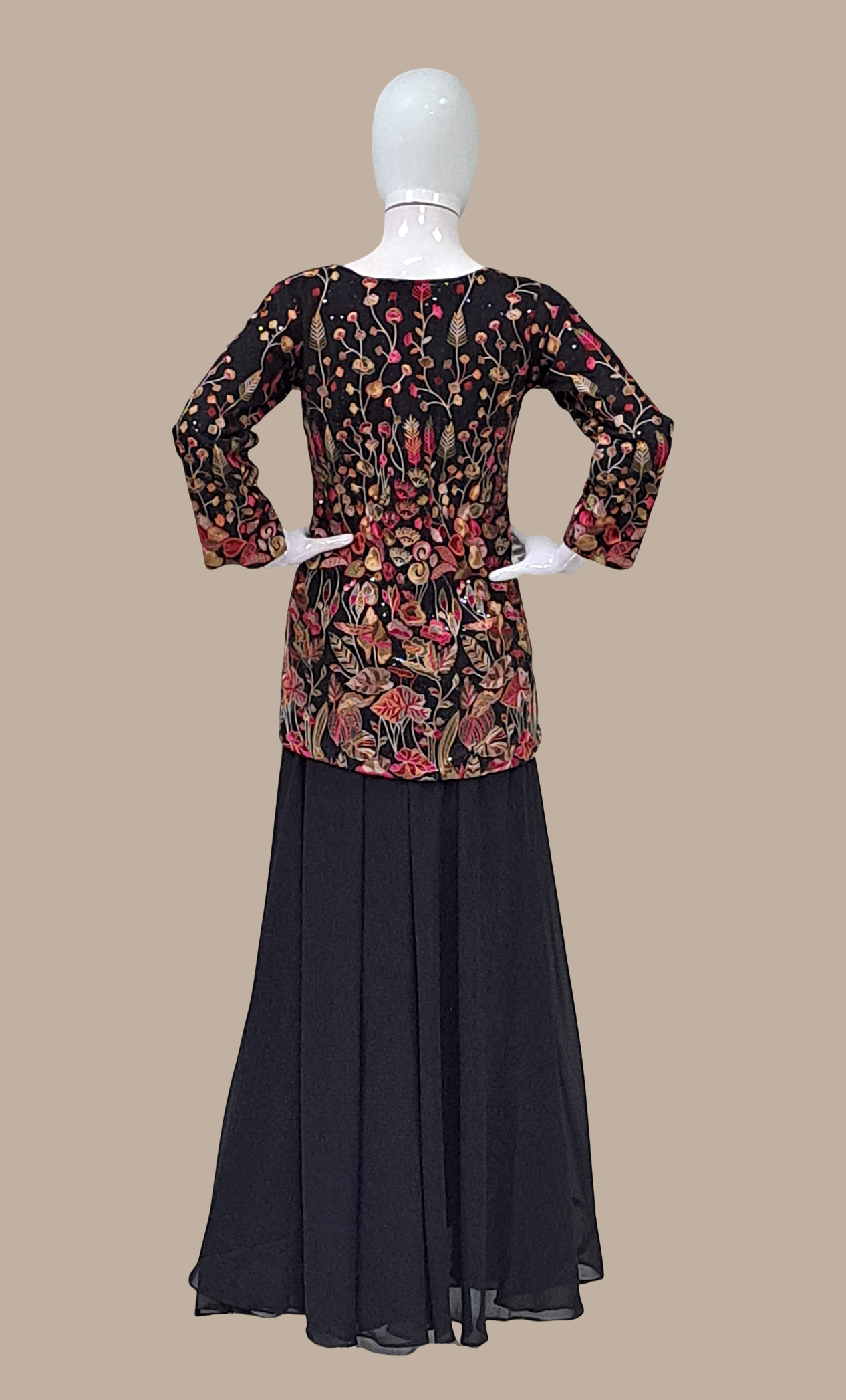 Black Embroidered Palazzo Set