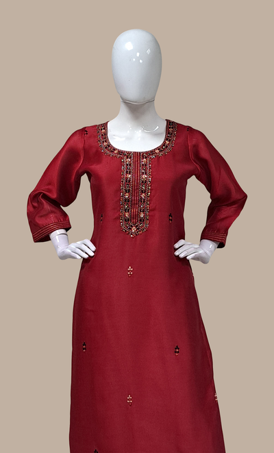 Deep Maroon Embroidered Punjabi