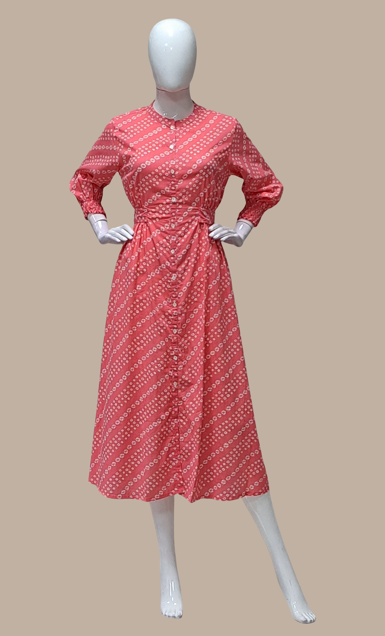 Coral Bandhani Printed Kurti Dress