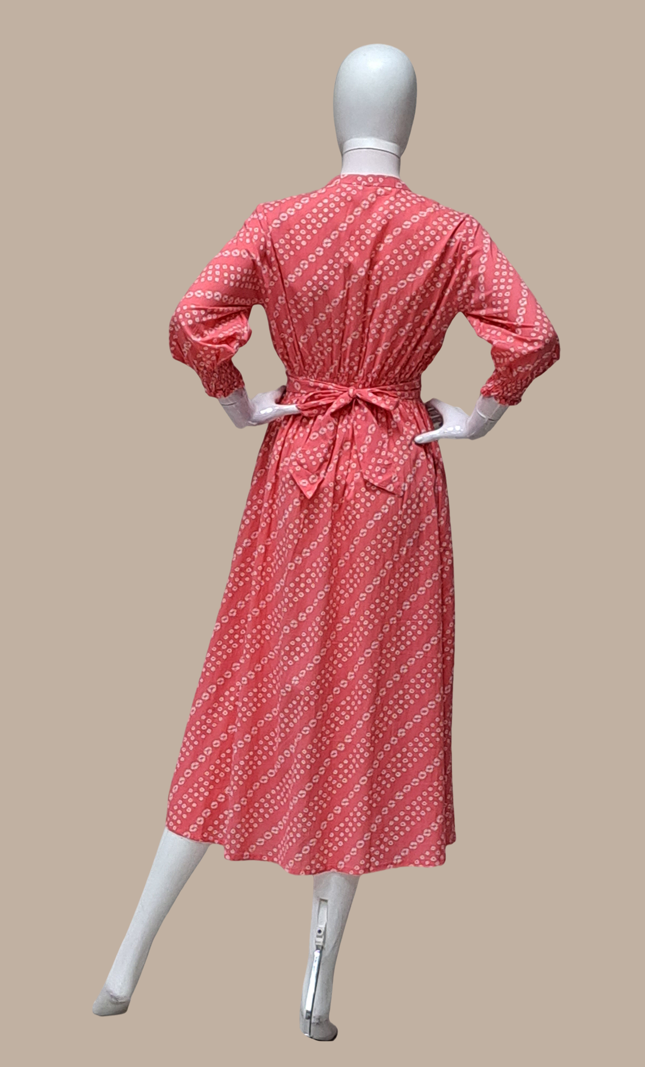 Coral Bandhani Printed Kurti Dress