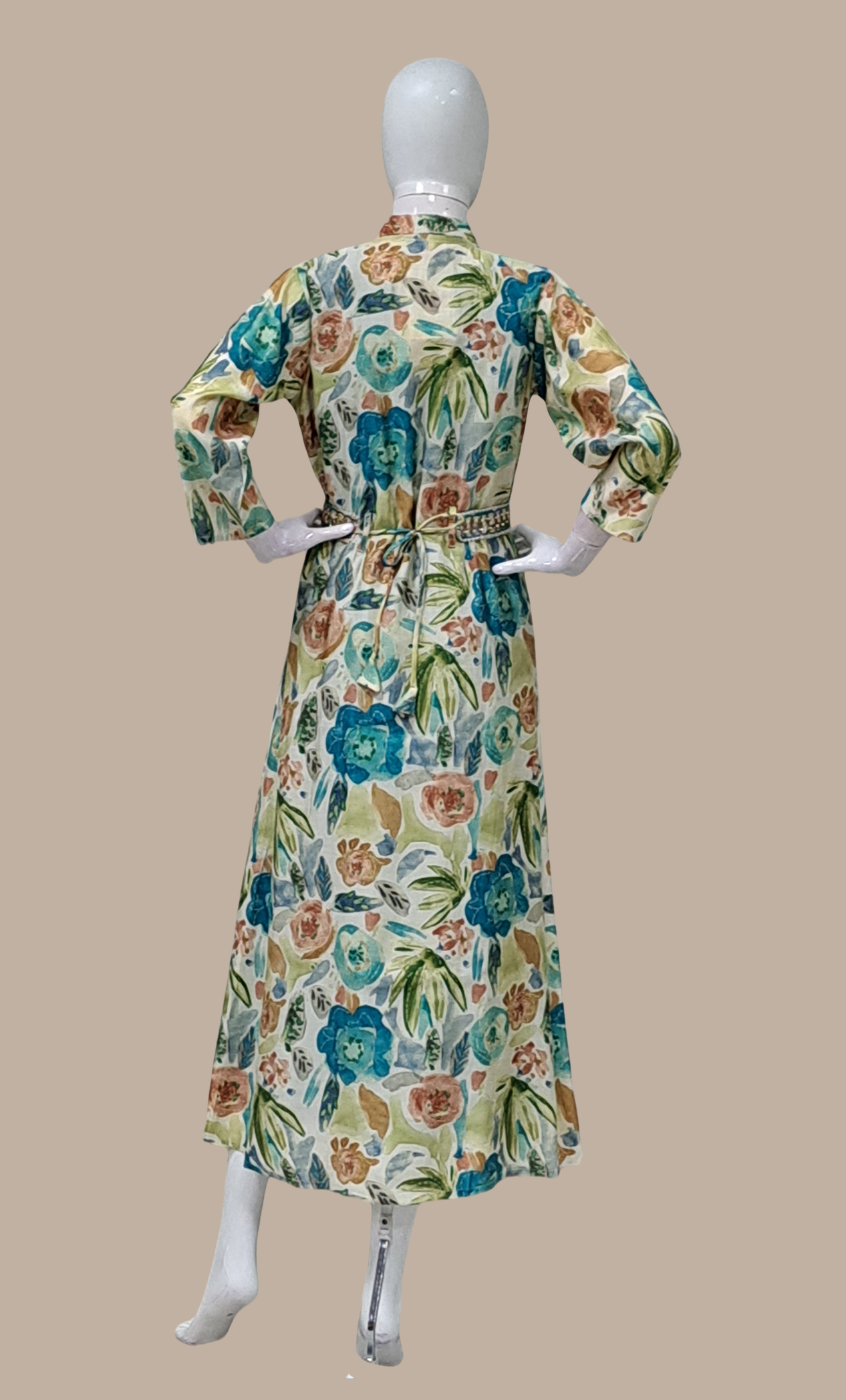 Teal Printed Kurti Dress & Jacket