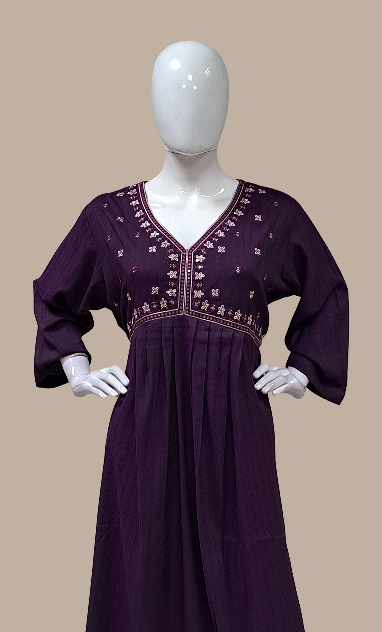 Deep Purple Embroidered Kurti Dress