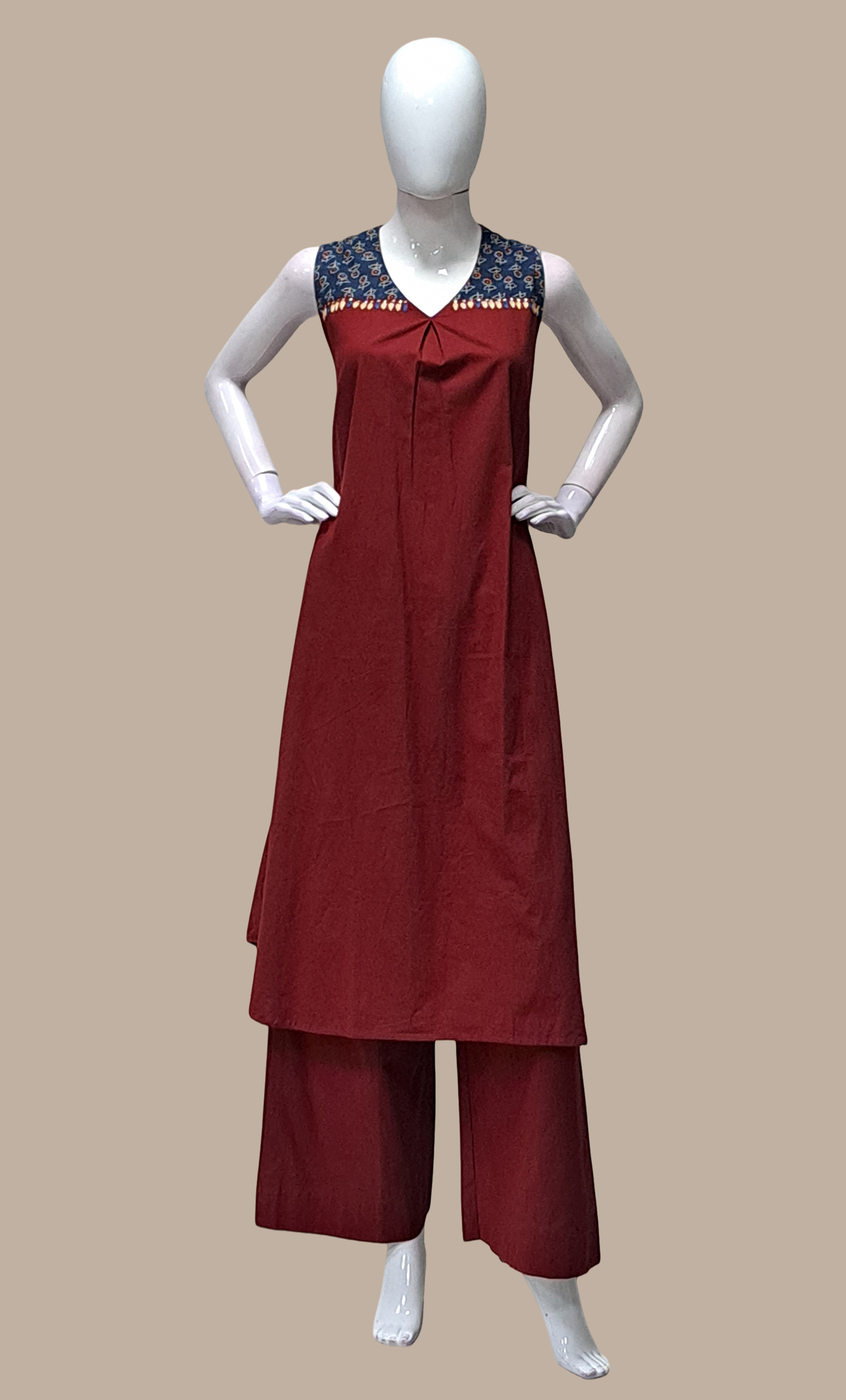 Deep Maroon Kurti Top & Pants