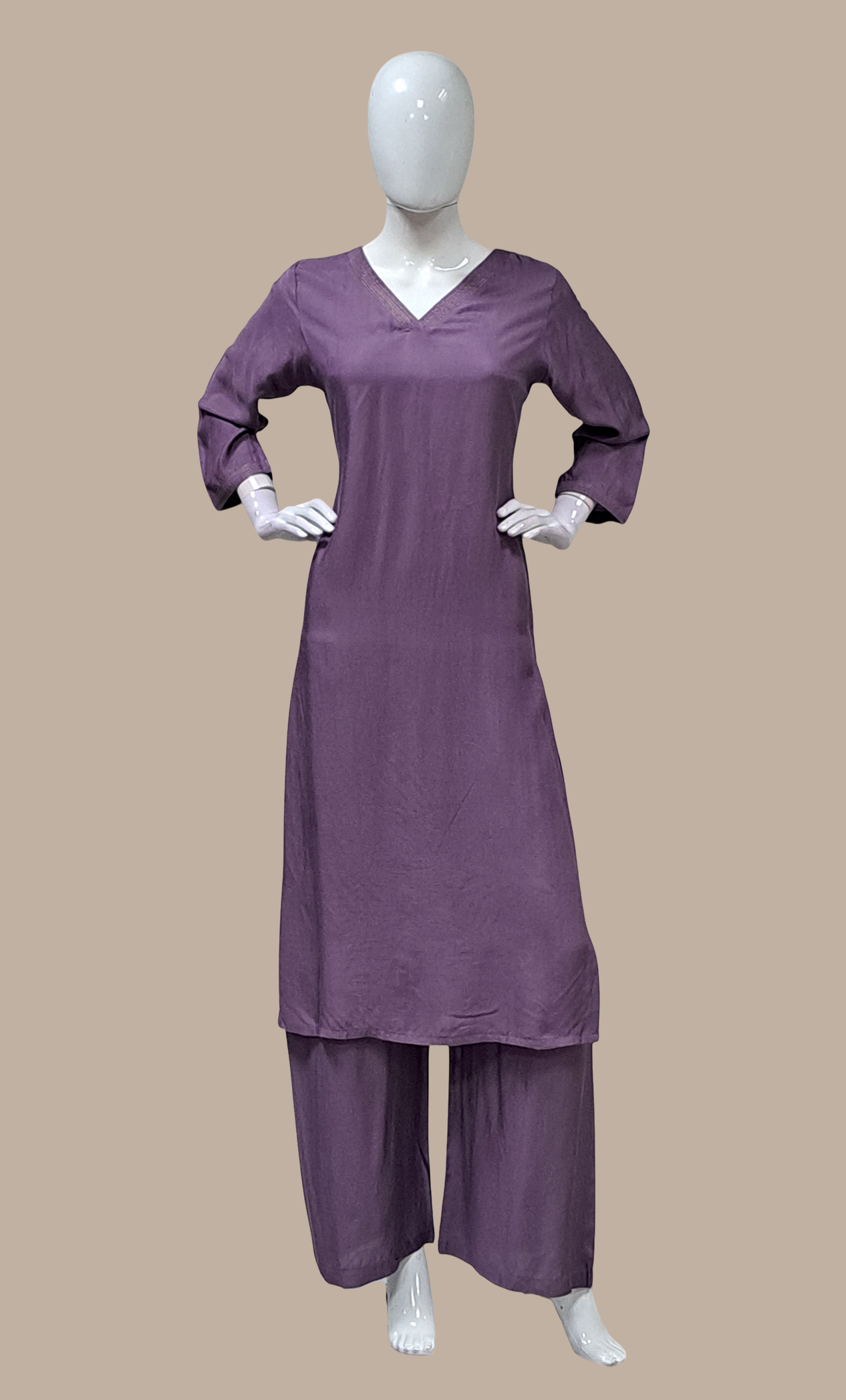 Deep Lilac Kurti Top & Pants