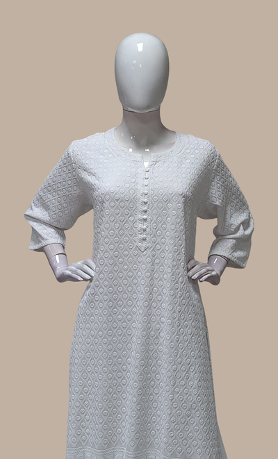 White Embroidered Kurti Top & Pants