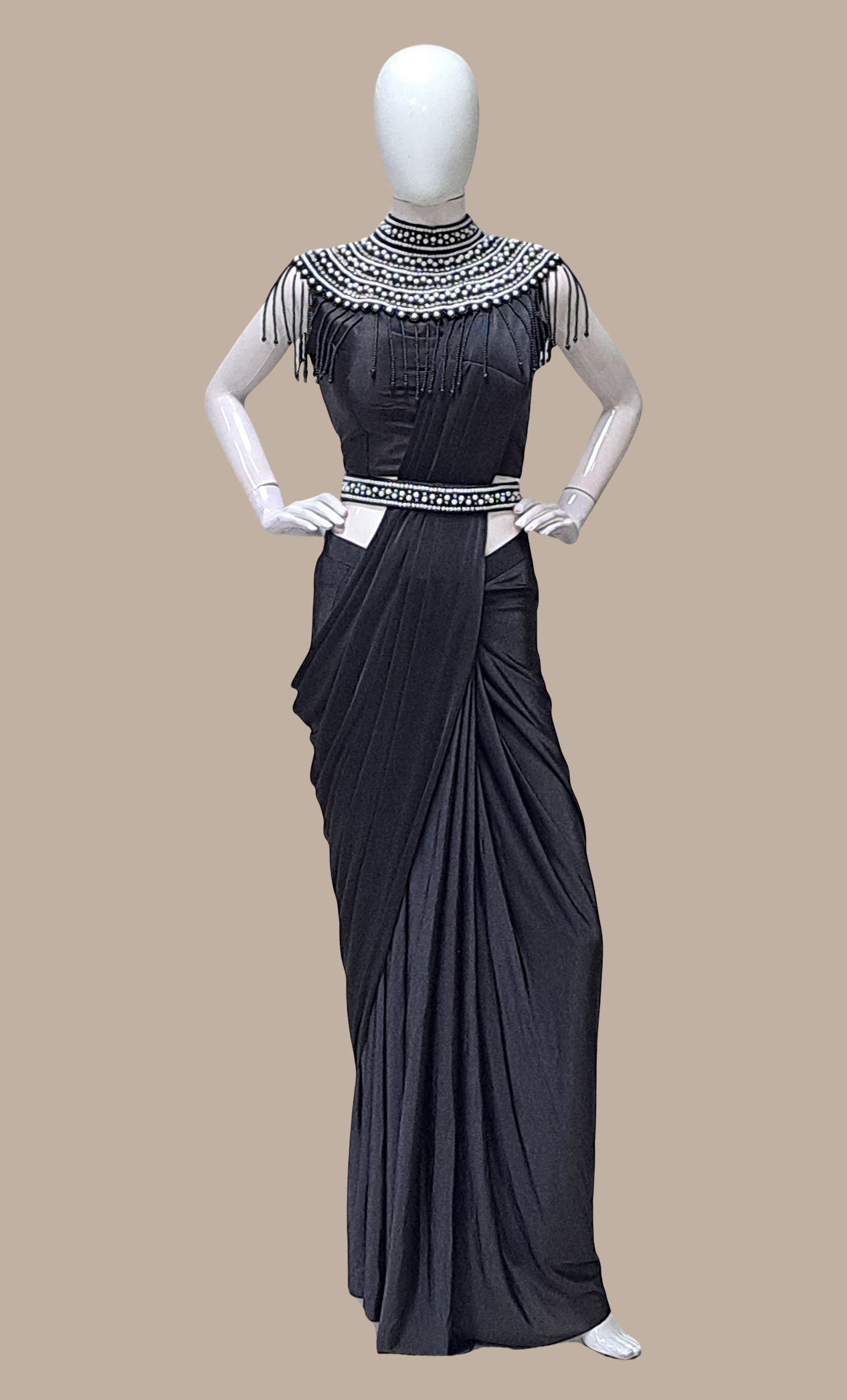 Black Ready Sari With Ready Made Blouse