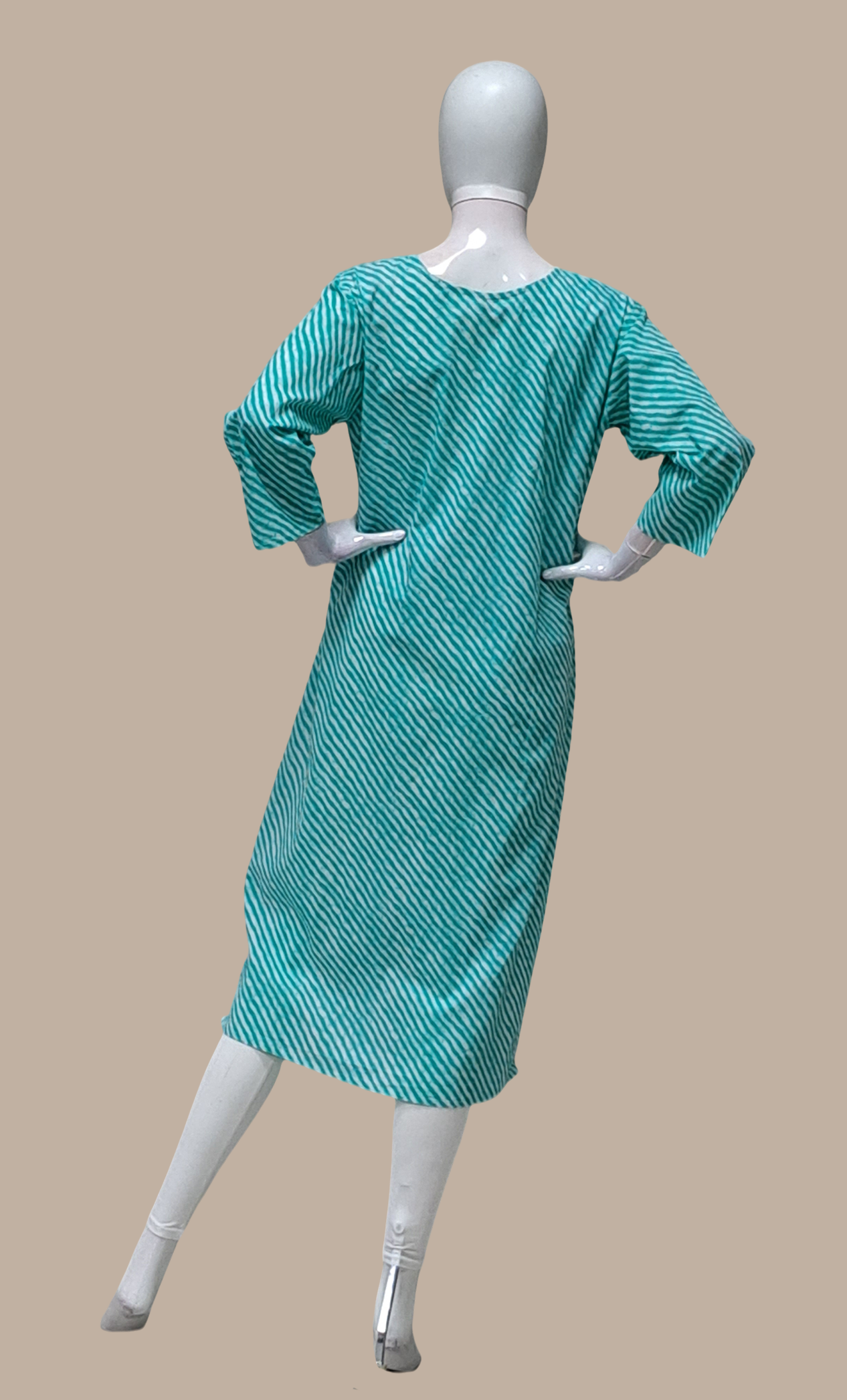 Aqua Green Printed Kurti Top