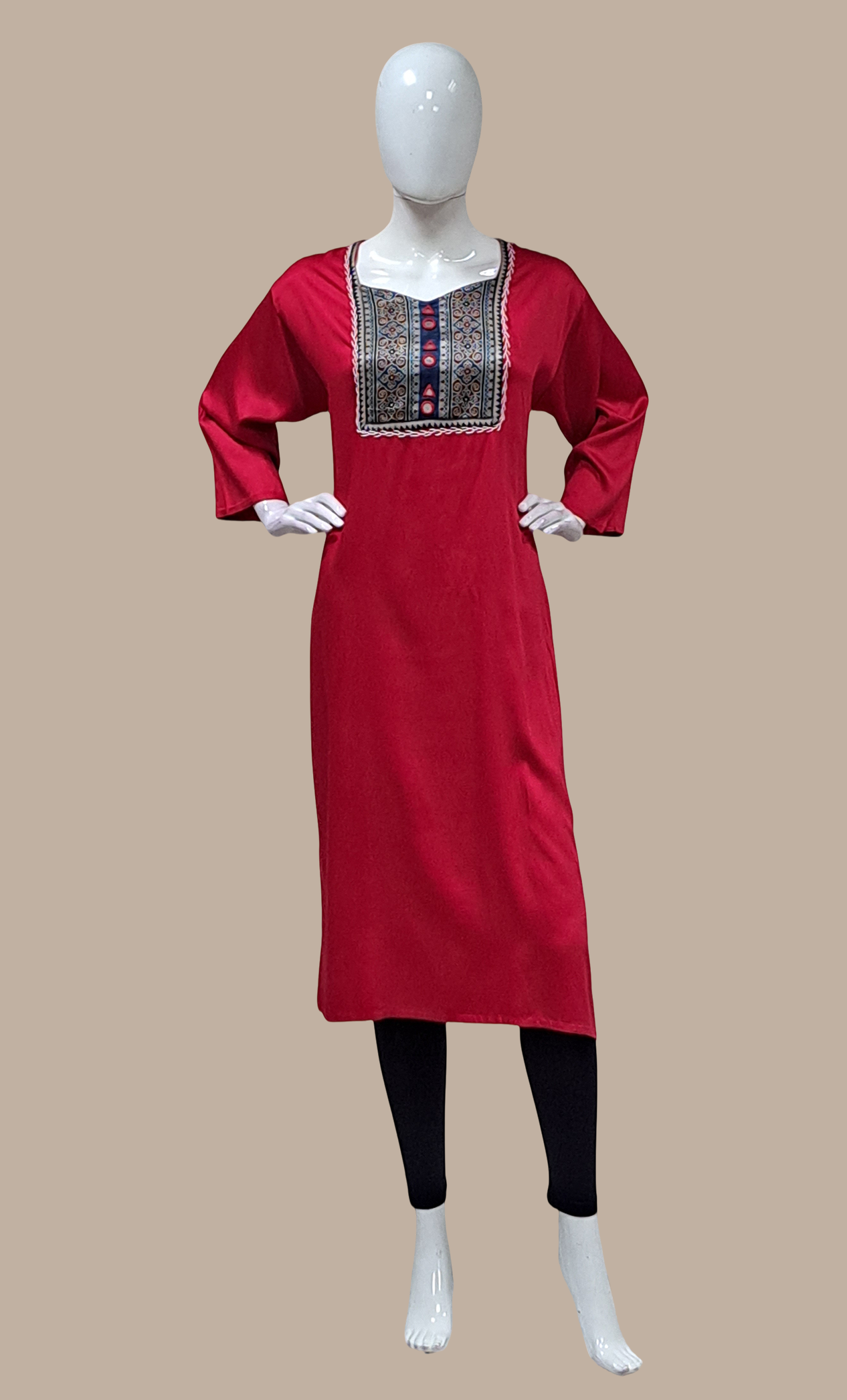 Deep Cerise Printed Kurti Top