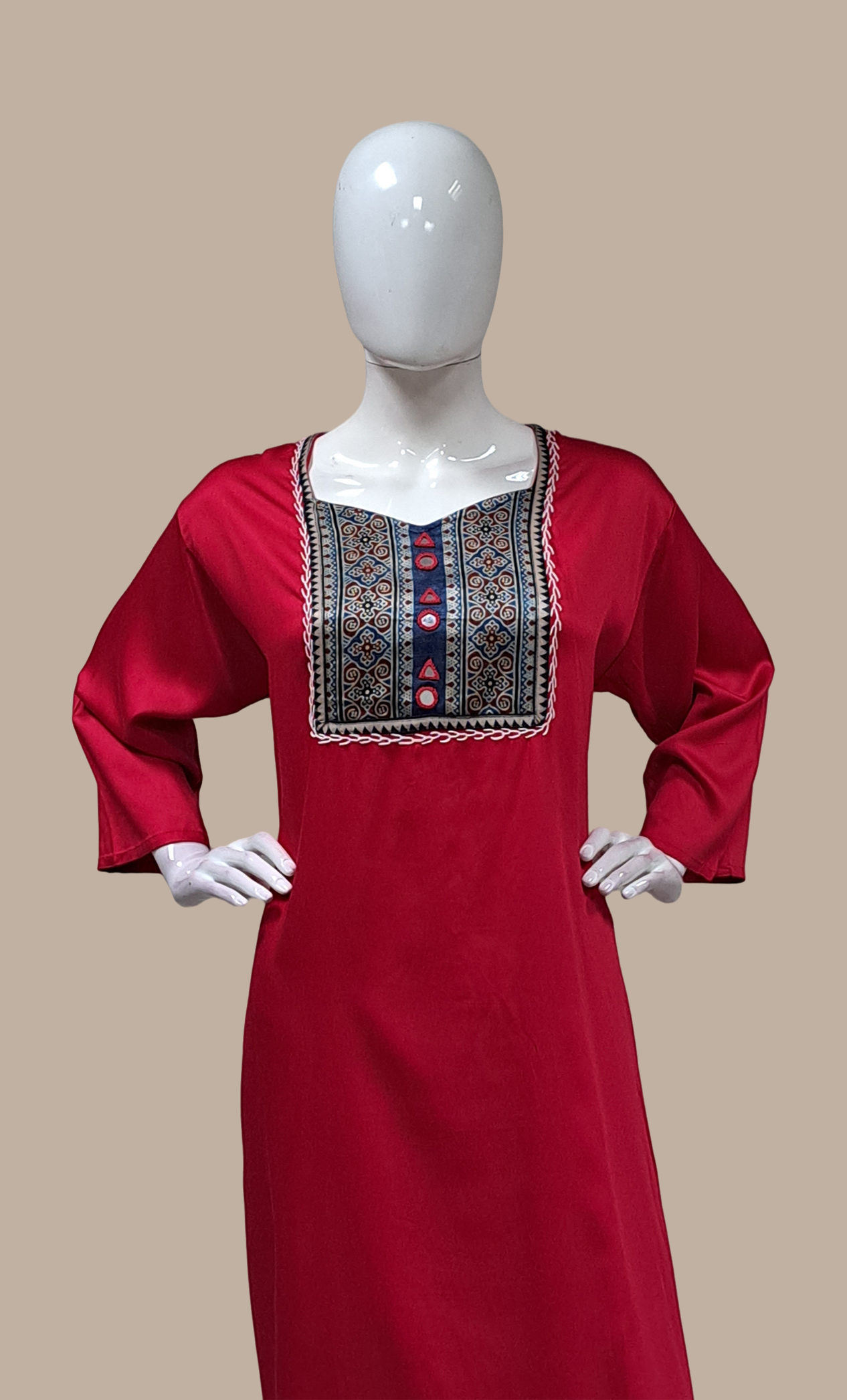 Deep Cerise Printed Kurti Top