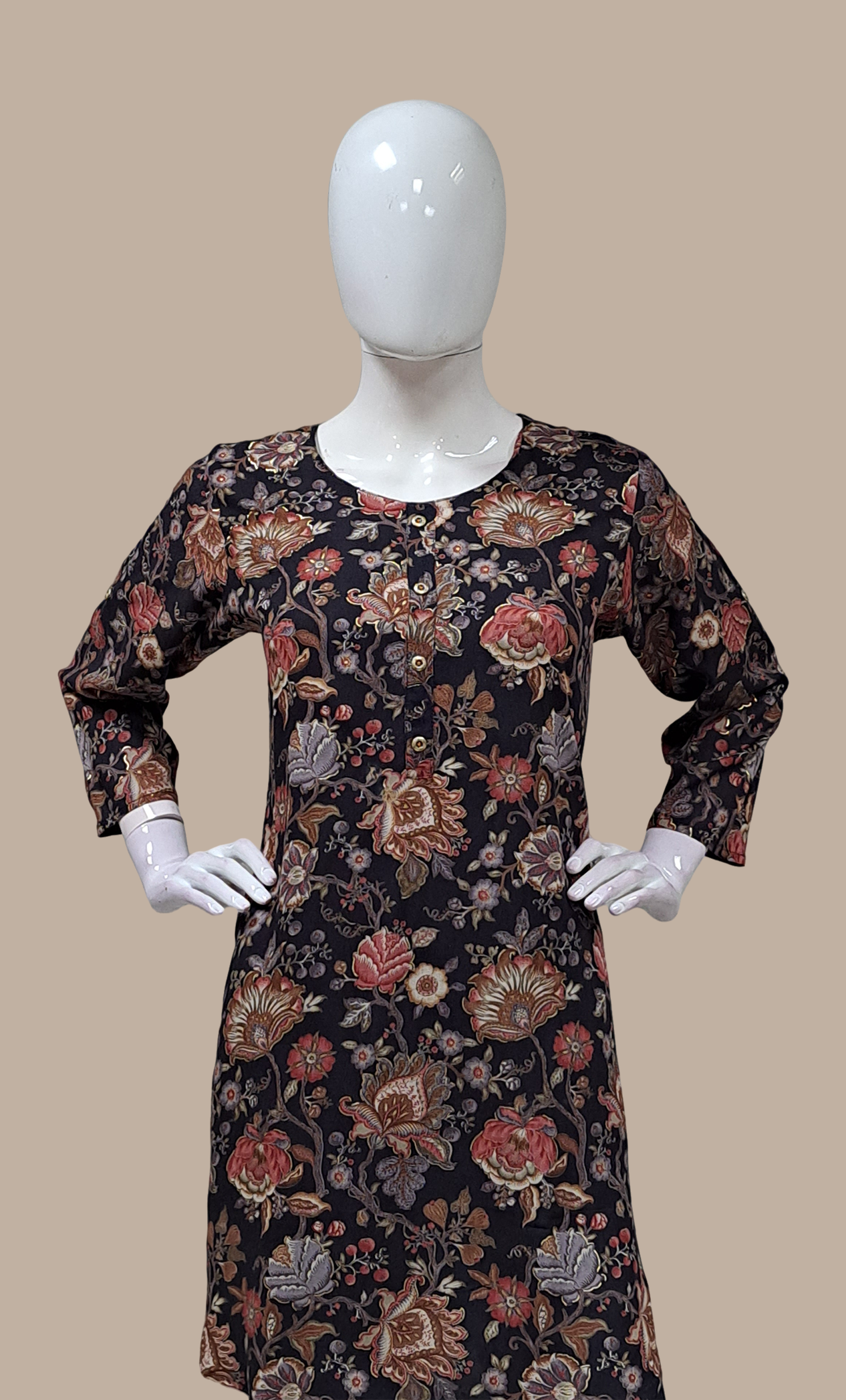 Black Printed Kurti Top