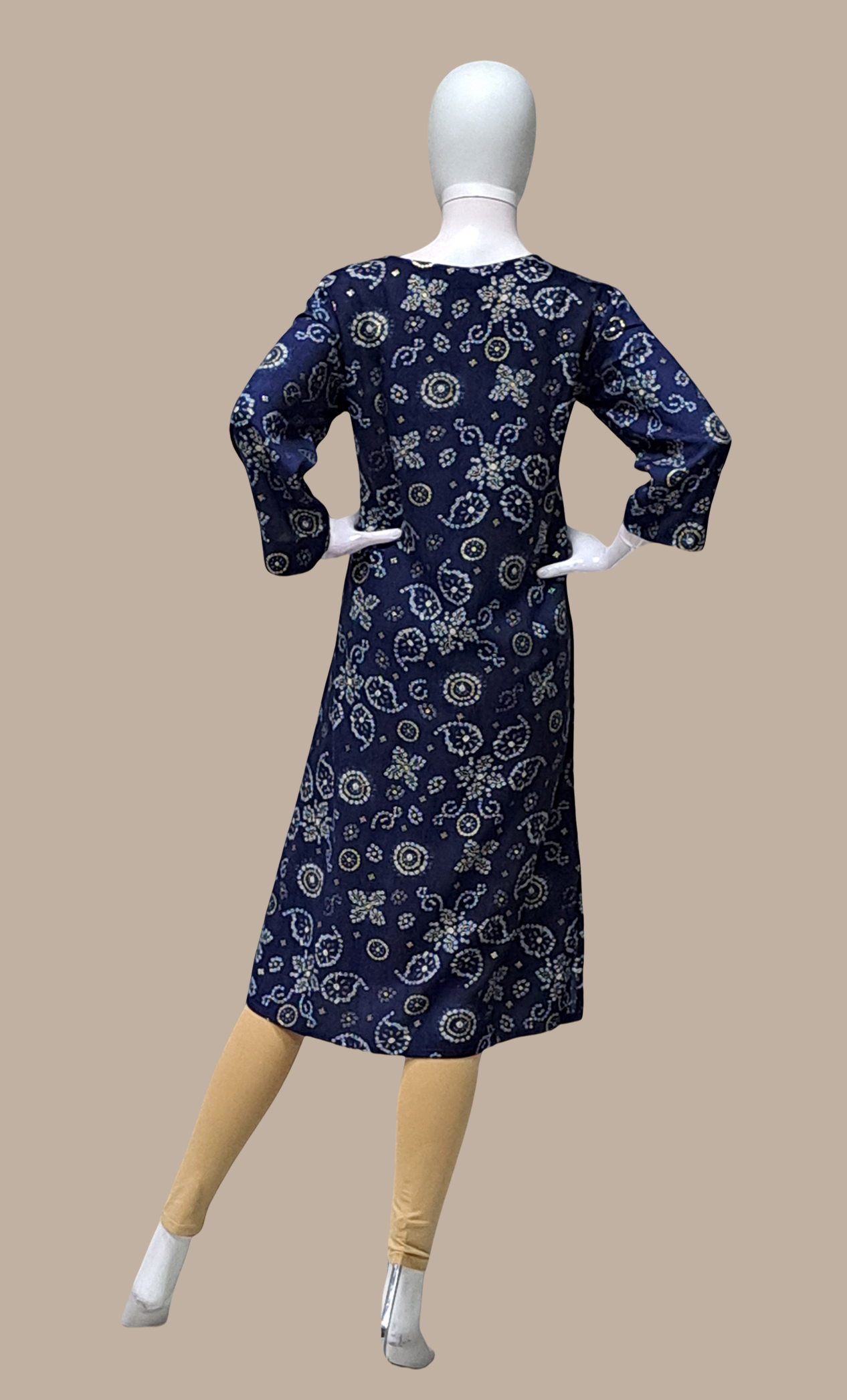 Navy Bandhani Printed Kurti Top