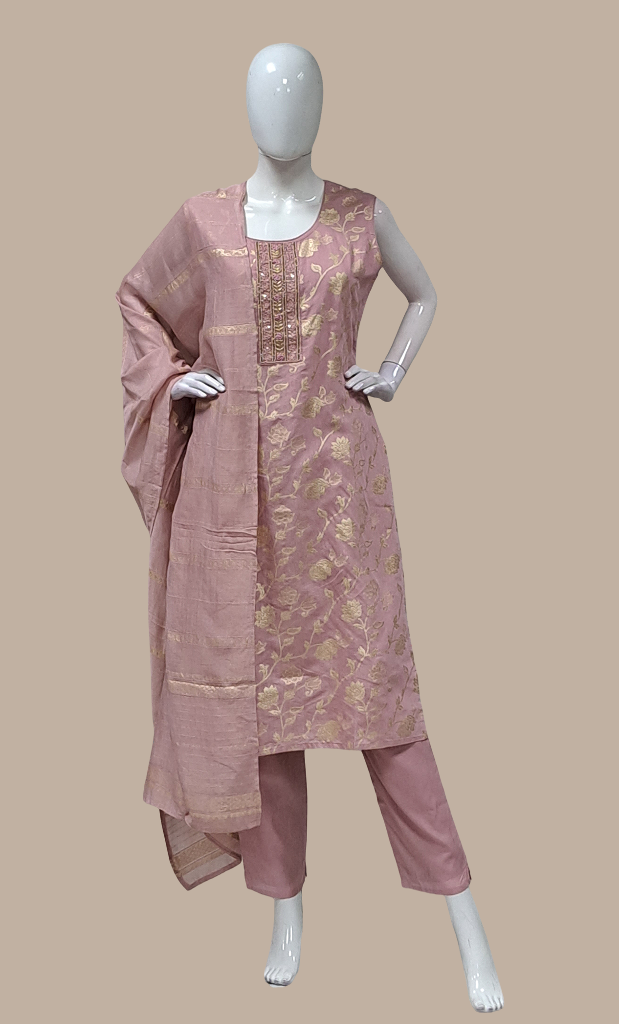 Mink Embroidered Punjabi