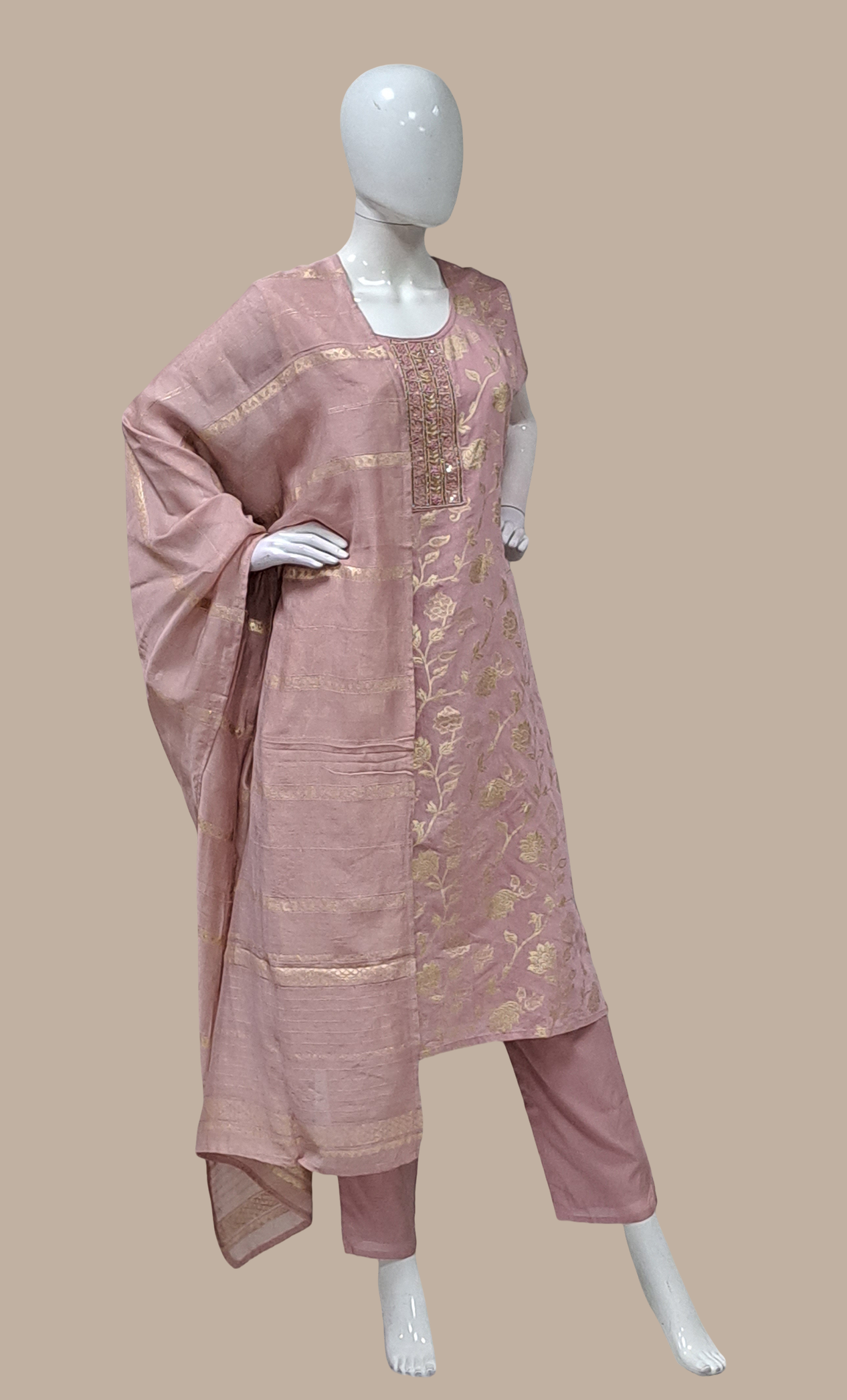 Mink Embroidered Punjabi