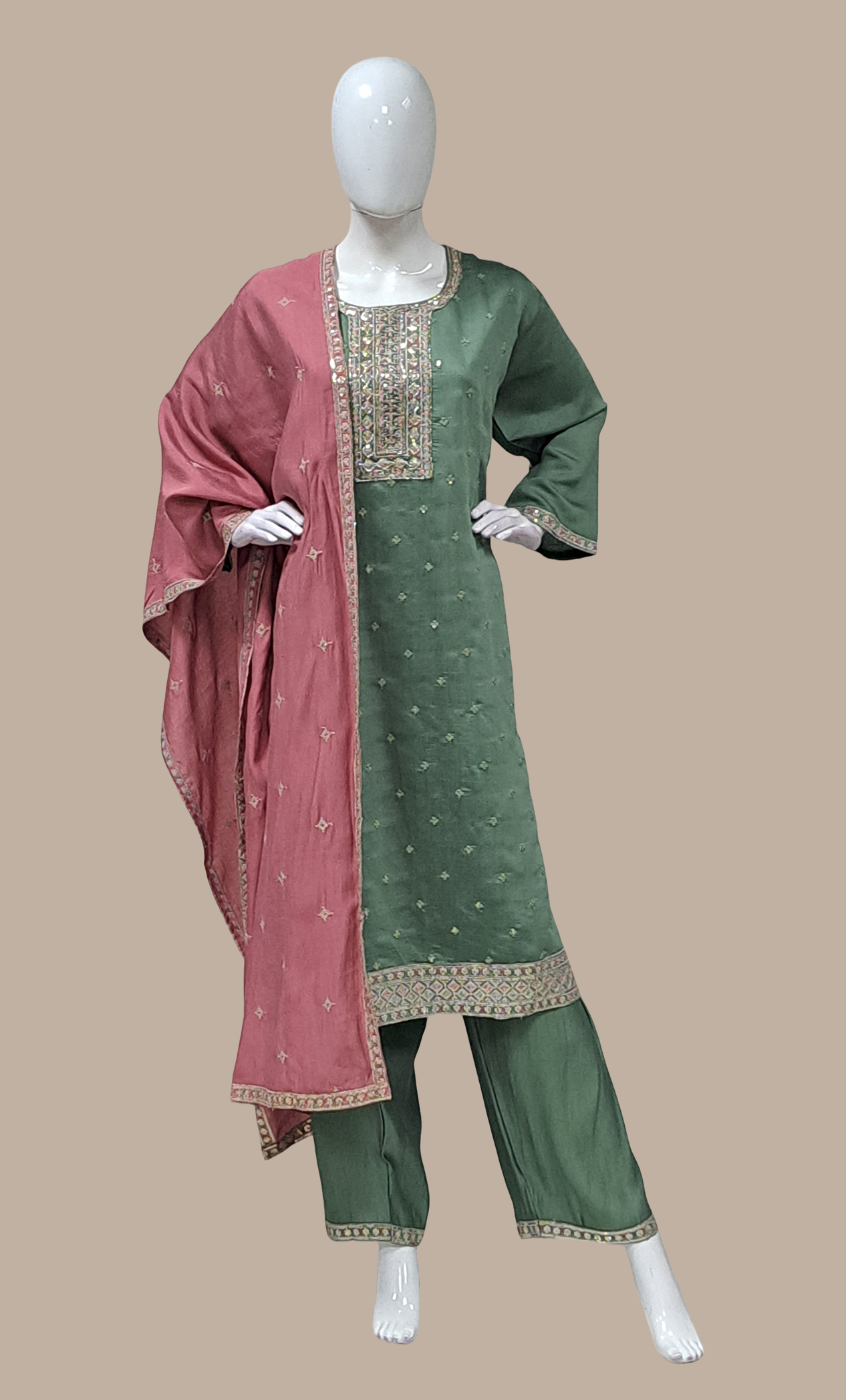 Pale Green Embroidered Punjabi