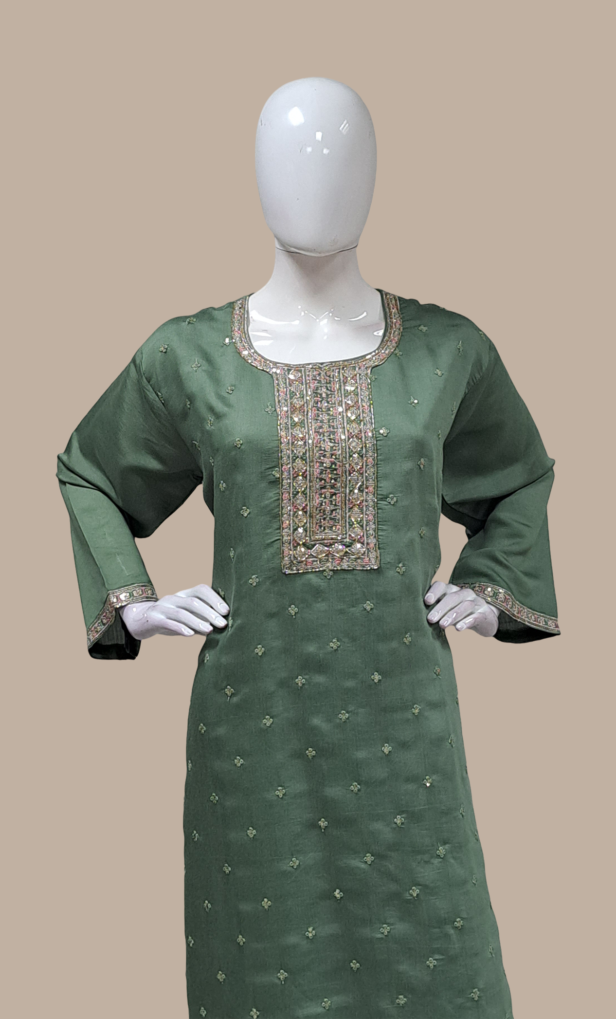 Pale Green Embroidered Punjabi