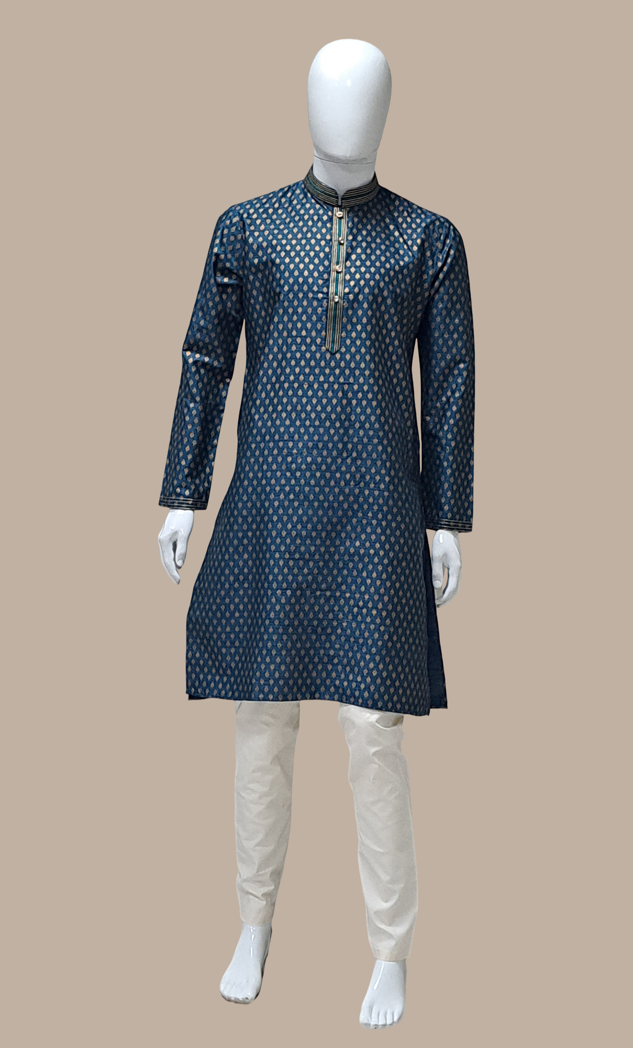 Teal Printed Kurta Set