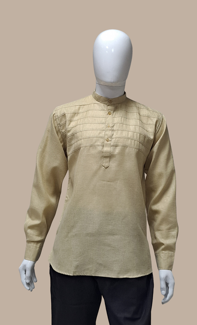 Beige Embroidered Kurta Top