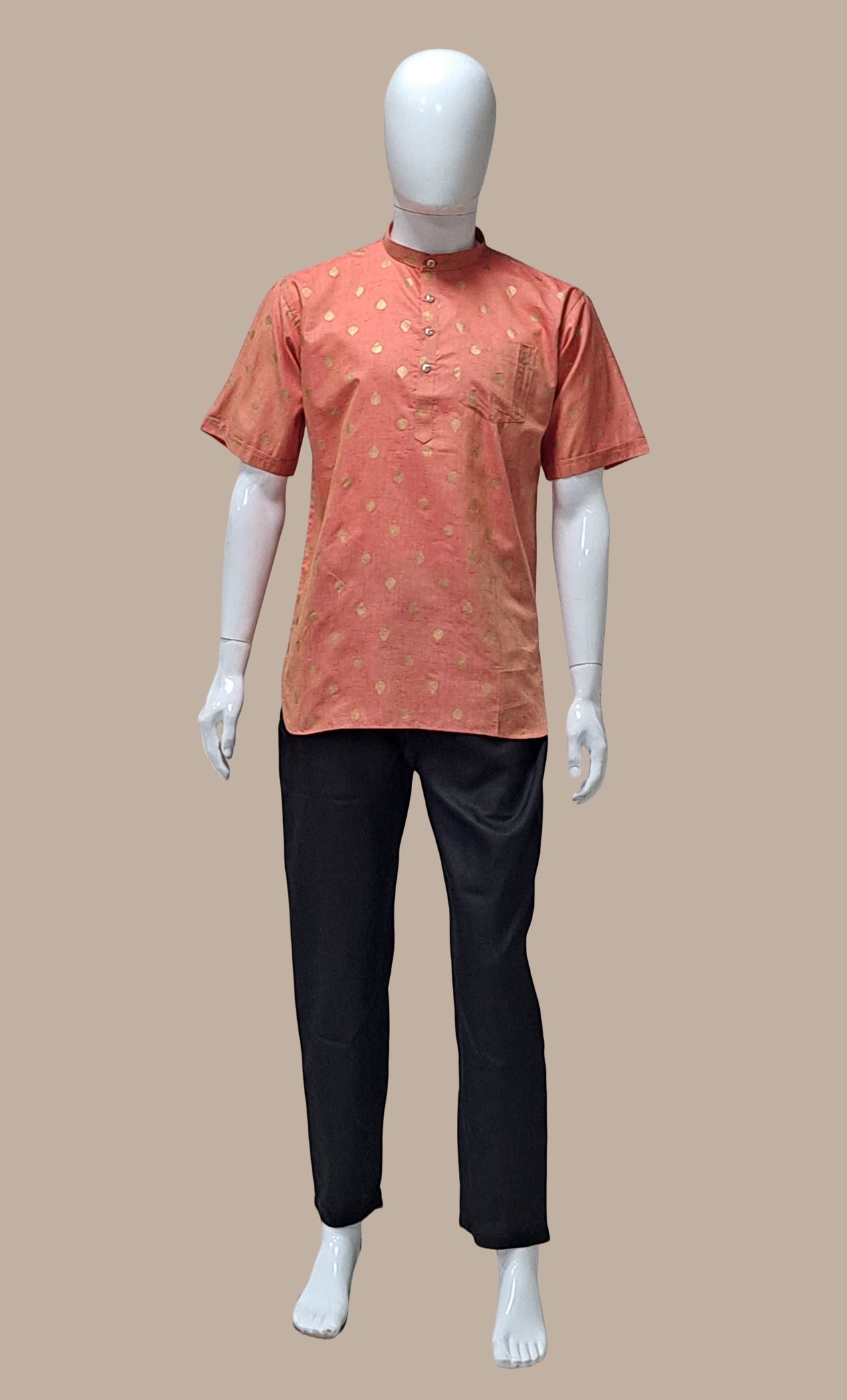 Peach Printed Kurta Top