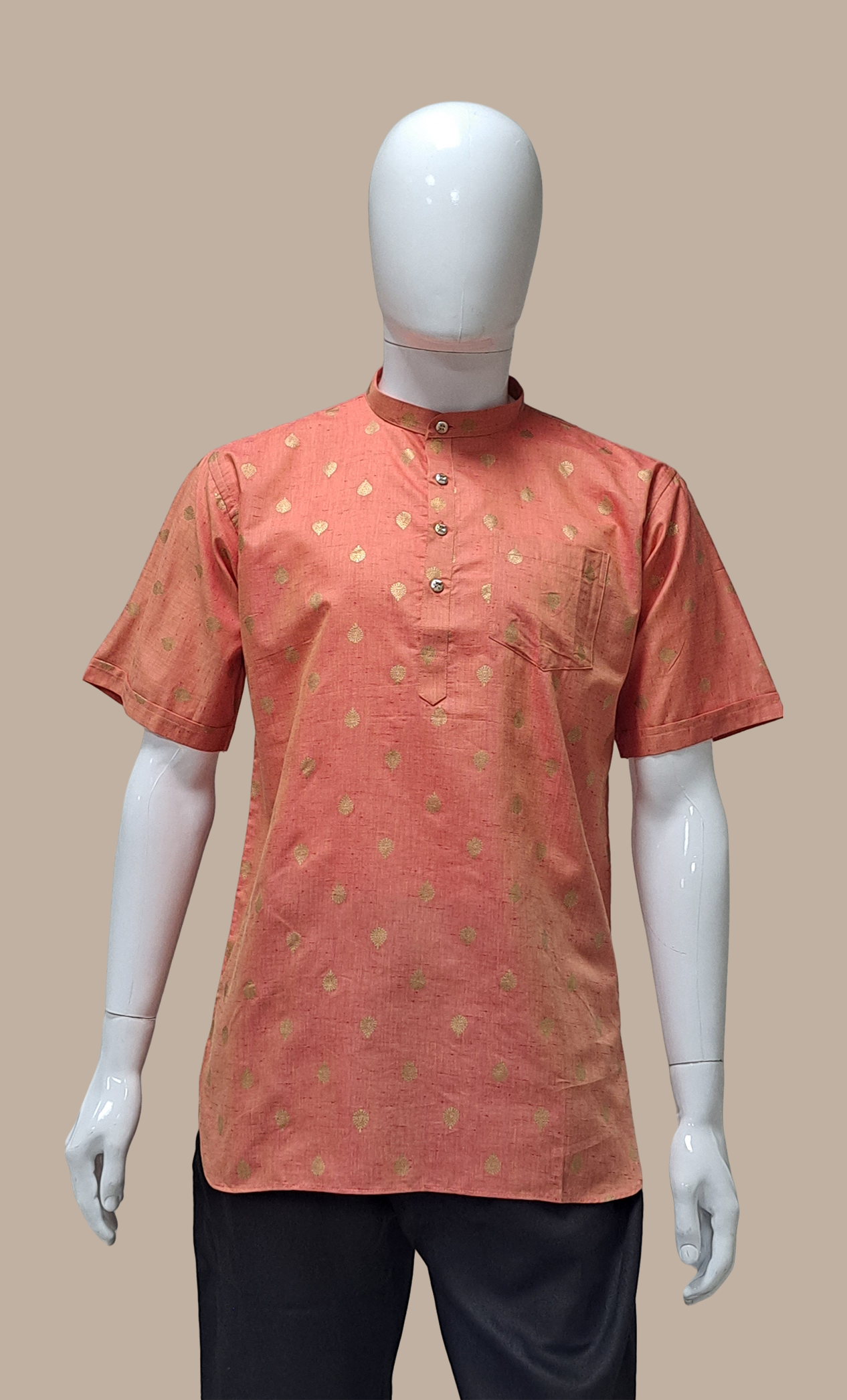 Peach Printed Kurta Top