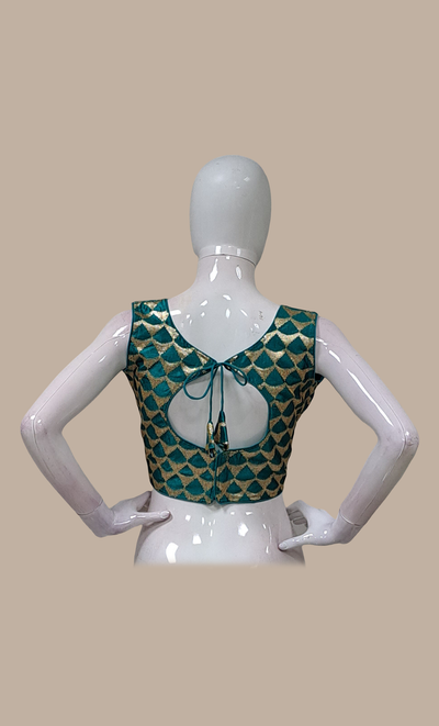 Teal Sequin Embroidered Blouse