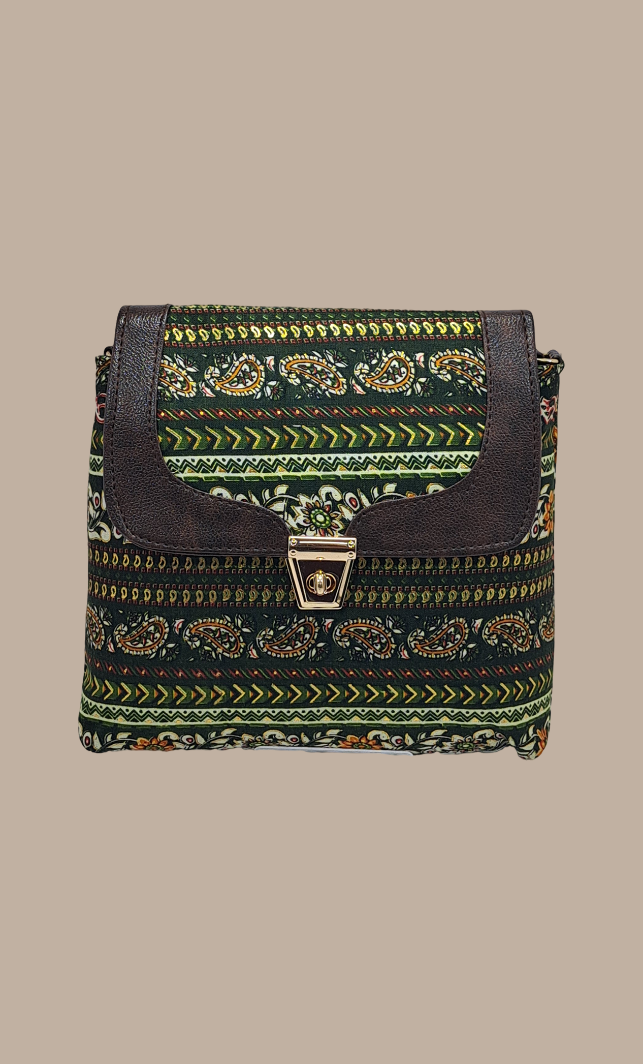 Deep Green Printed Sling Bag