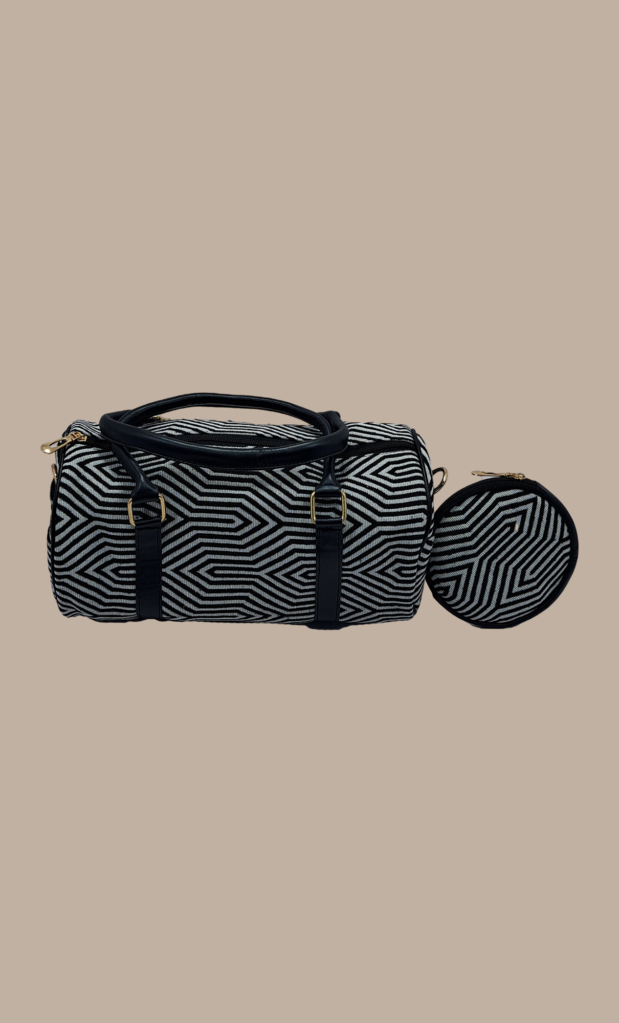 Black Woven Handbag With Matching Purse