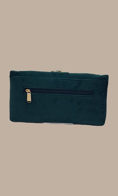 Deep Green Embroidered Clutch