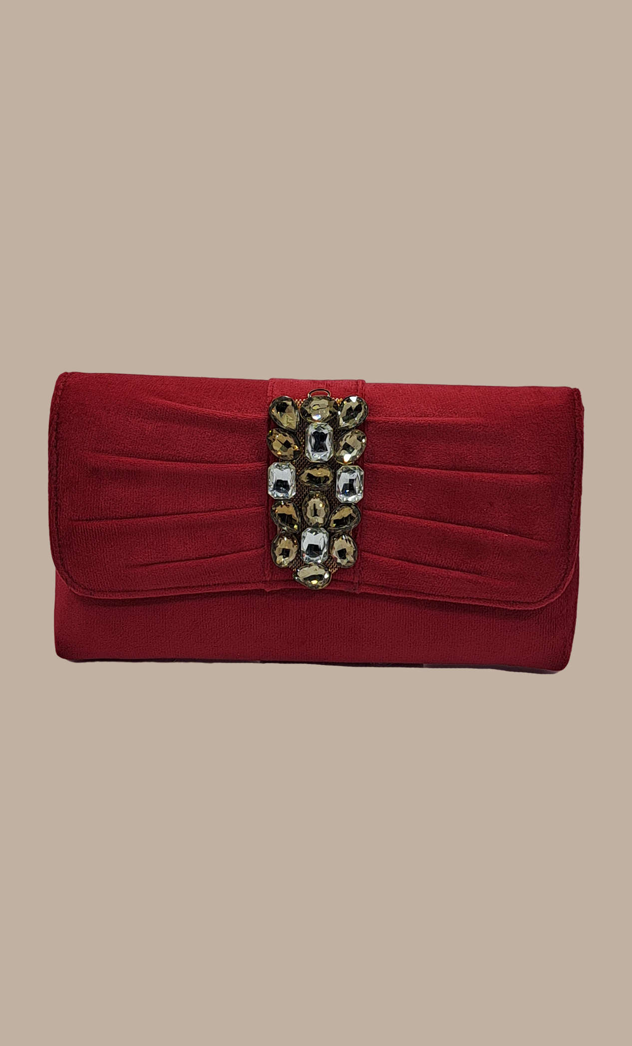 Deep Cerise Embroidered Clutch