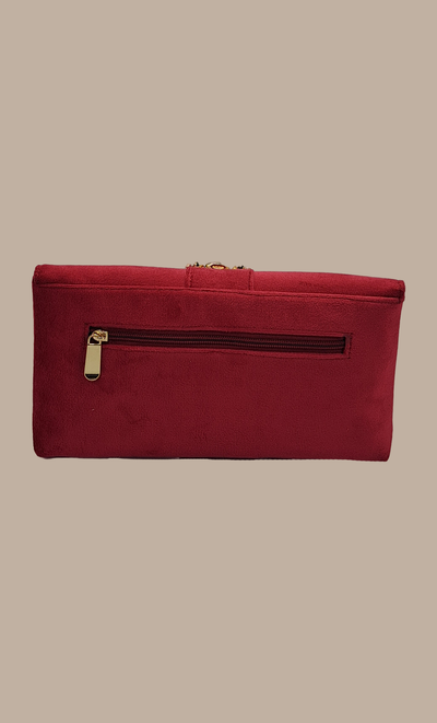 Deep Cerise Embroidered Clutch