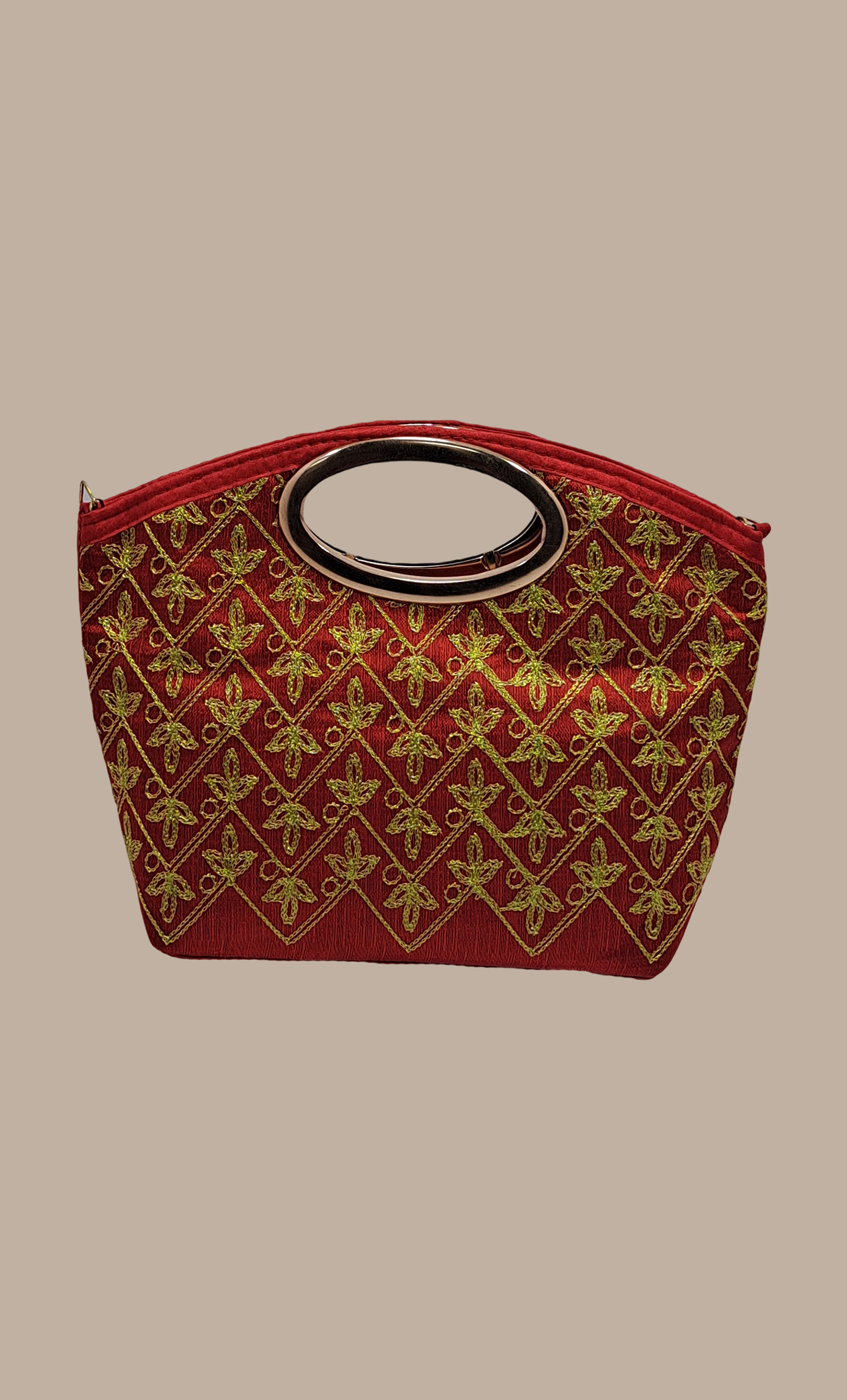 Red Embroidered Handbag