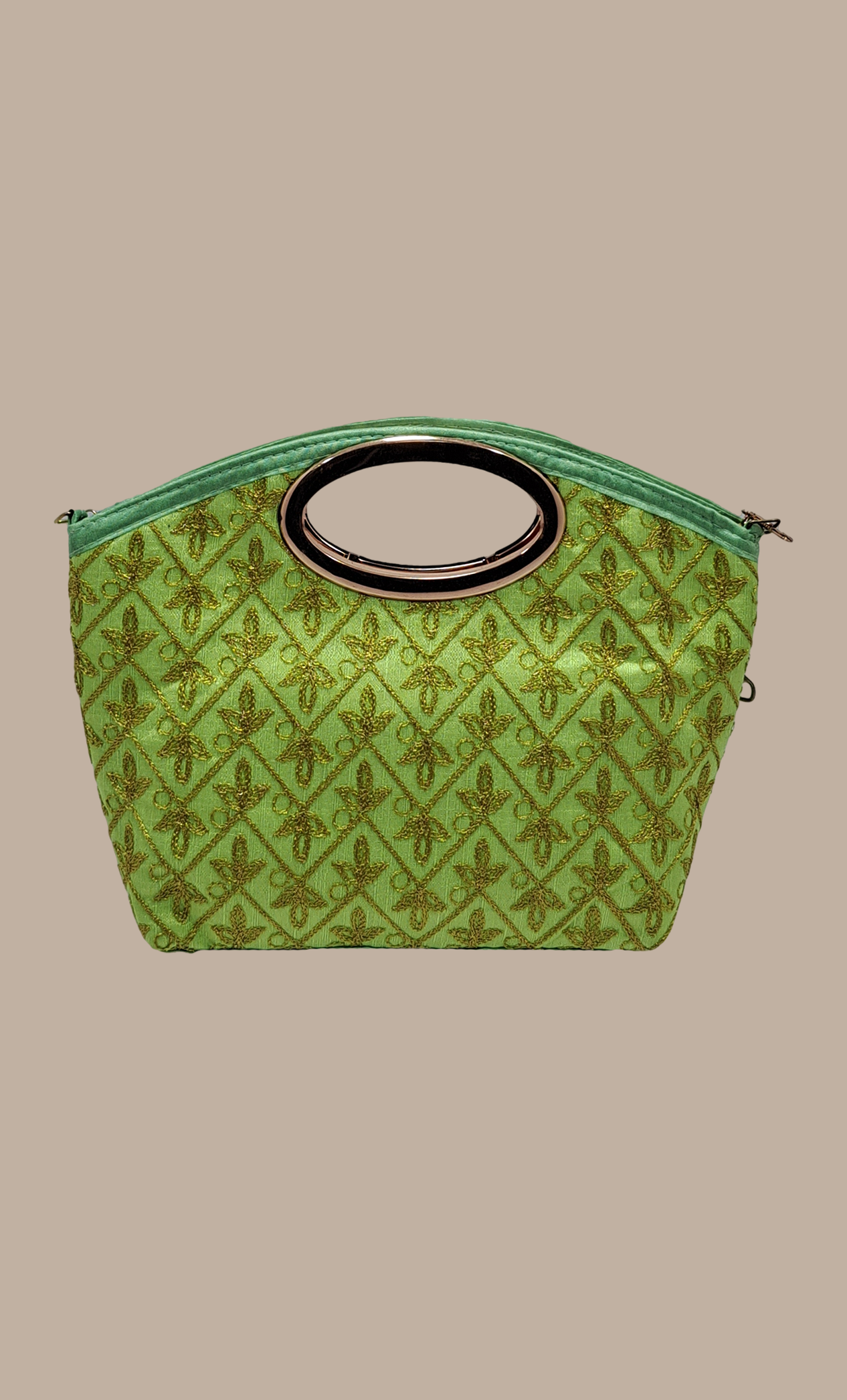 Lime Green Embroidered Handbag