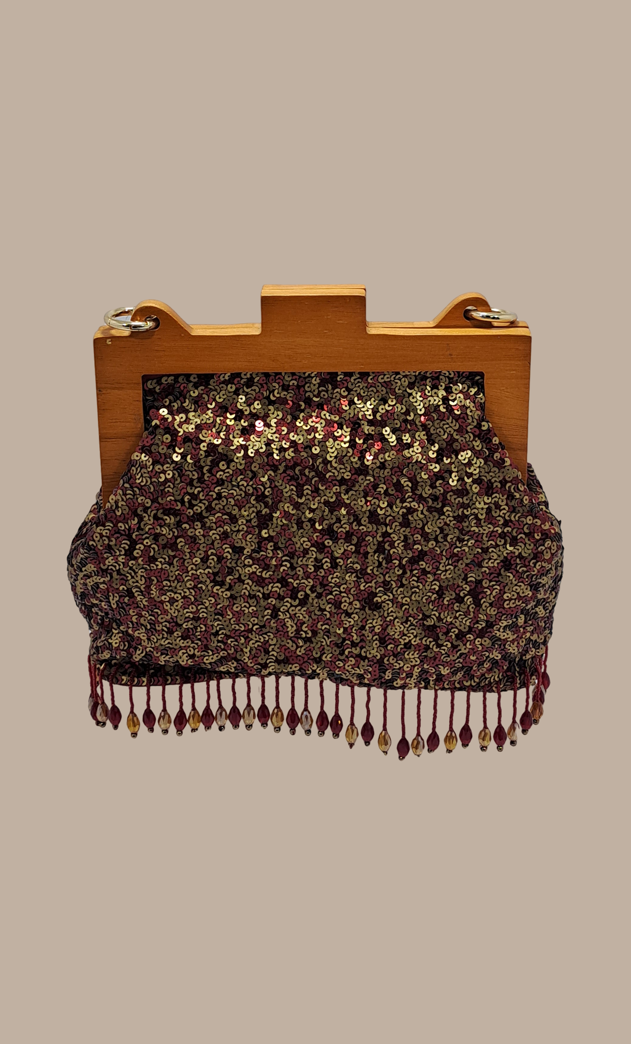 Maroon Sequin Embroidered Handbag