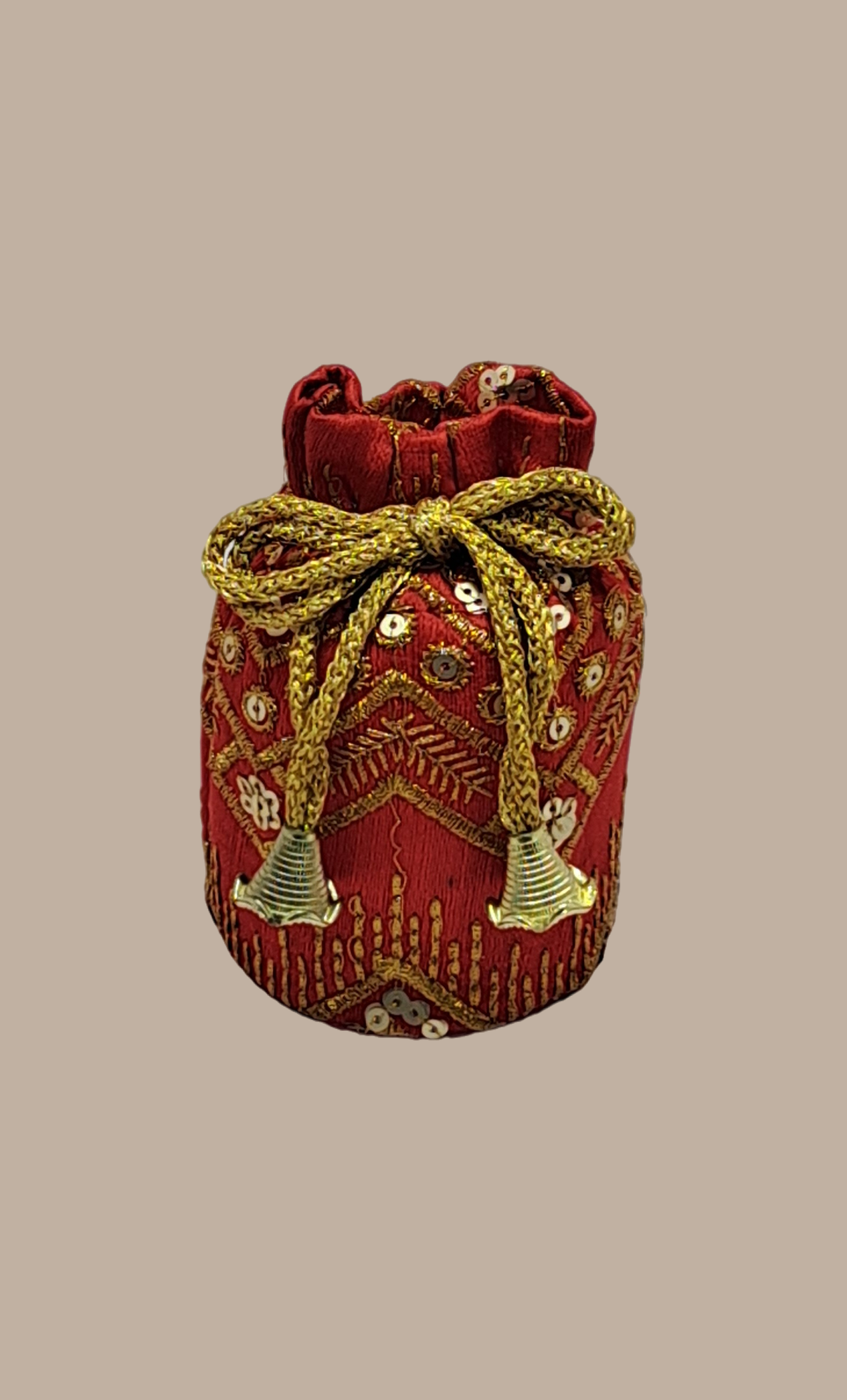 Red Small Embroidered Pouch Bag