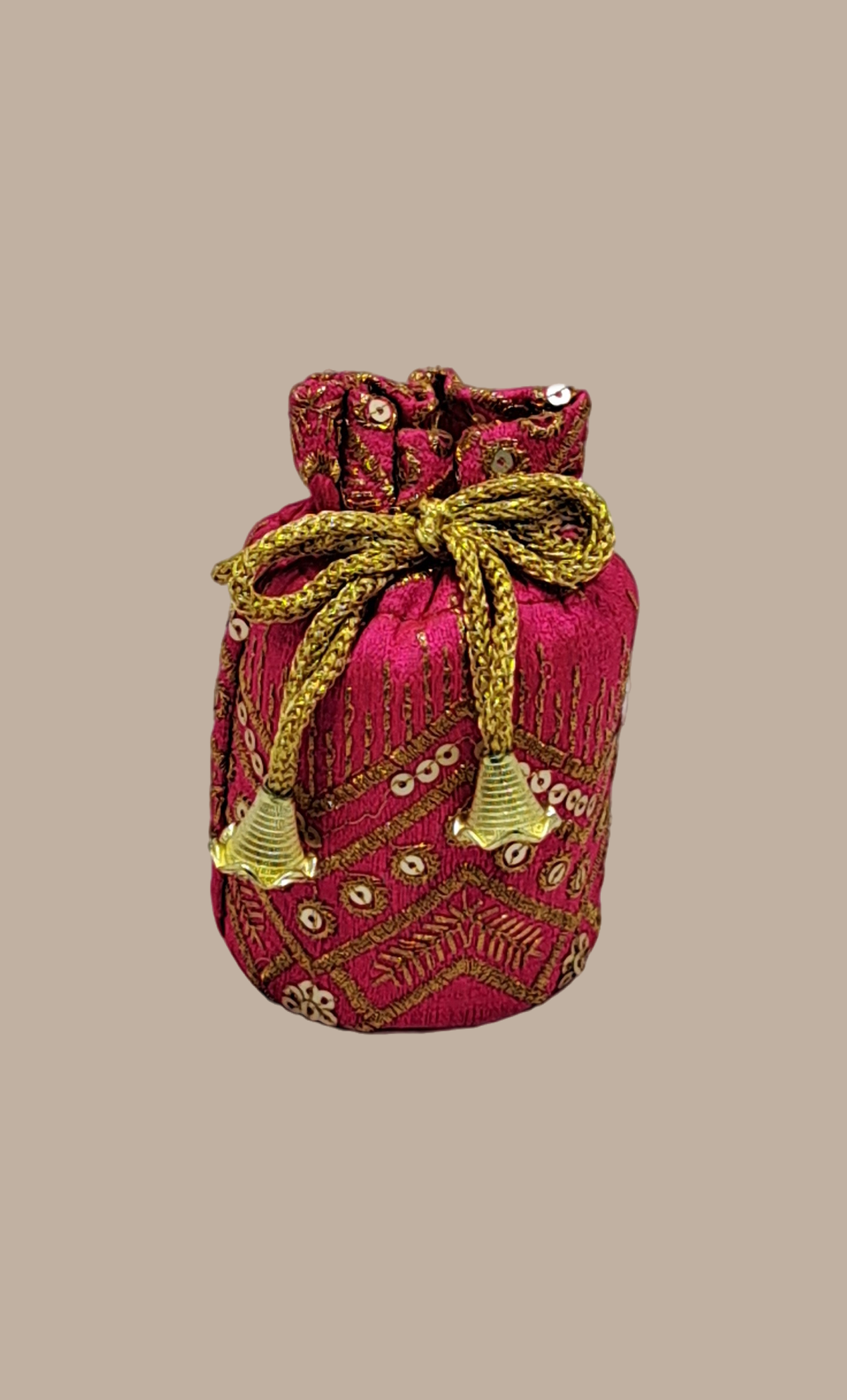 Cerise Small Embroidered Pouch Bag