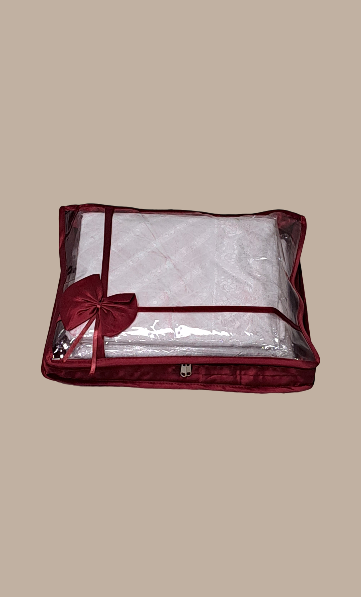 Maroon Satin Sari Cover