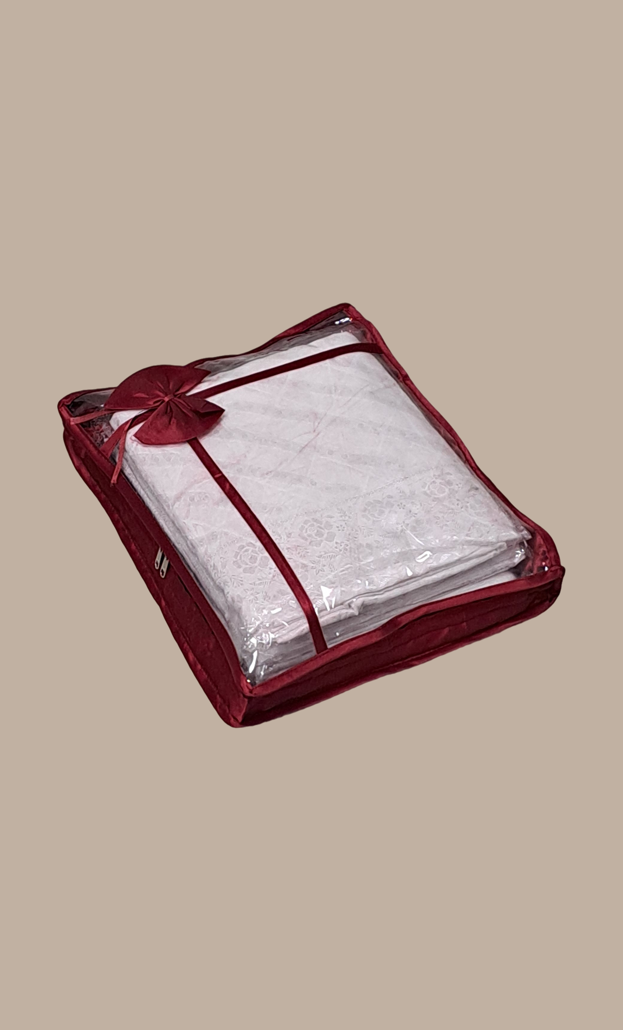 Maroon Satin Sari Cover