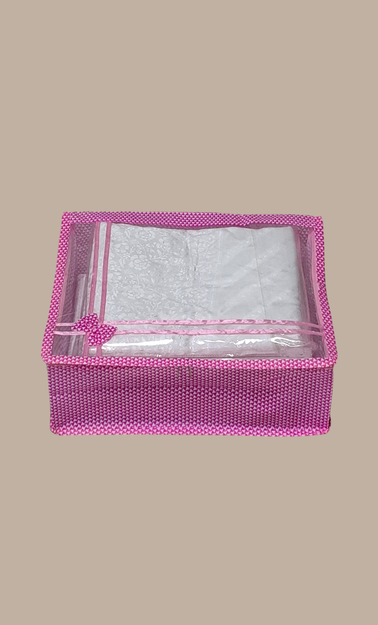 Pink Check Sari Cover